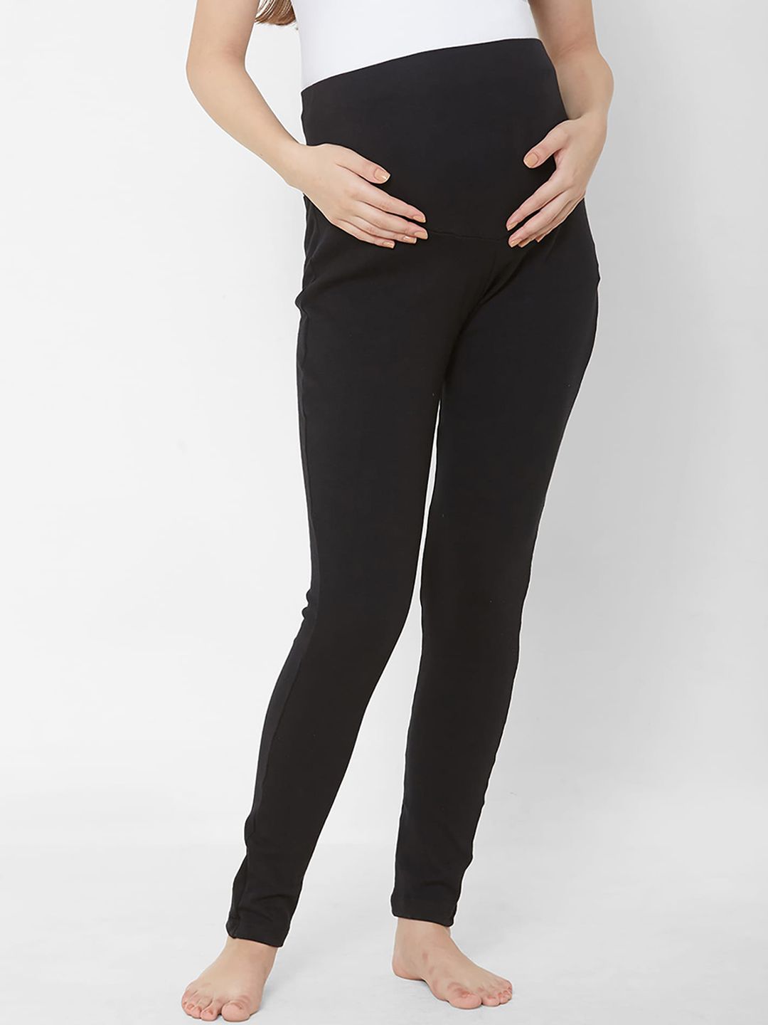 Sweet Dreams Women Black Solid Maternity Cotton Lounge Pant Price in India