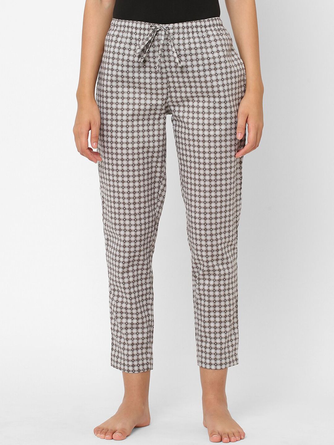 URBAN SCOTTISH Women Grey Printed Cotton Lounge Pants Price in India