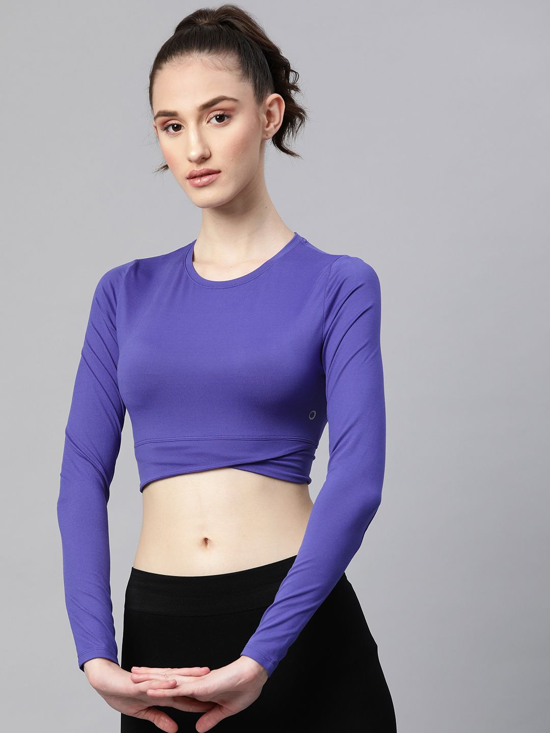 Marks & Spencer Women Violet Cropped Yoga T-shirt Price in India