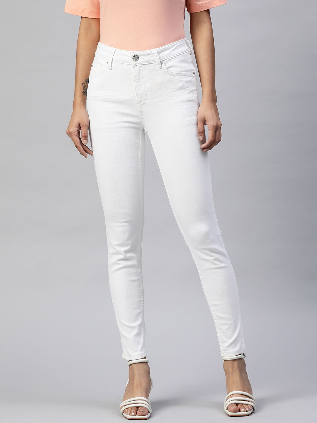 Marks & Spencer Women White Skinny Fit Jeans Price in India