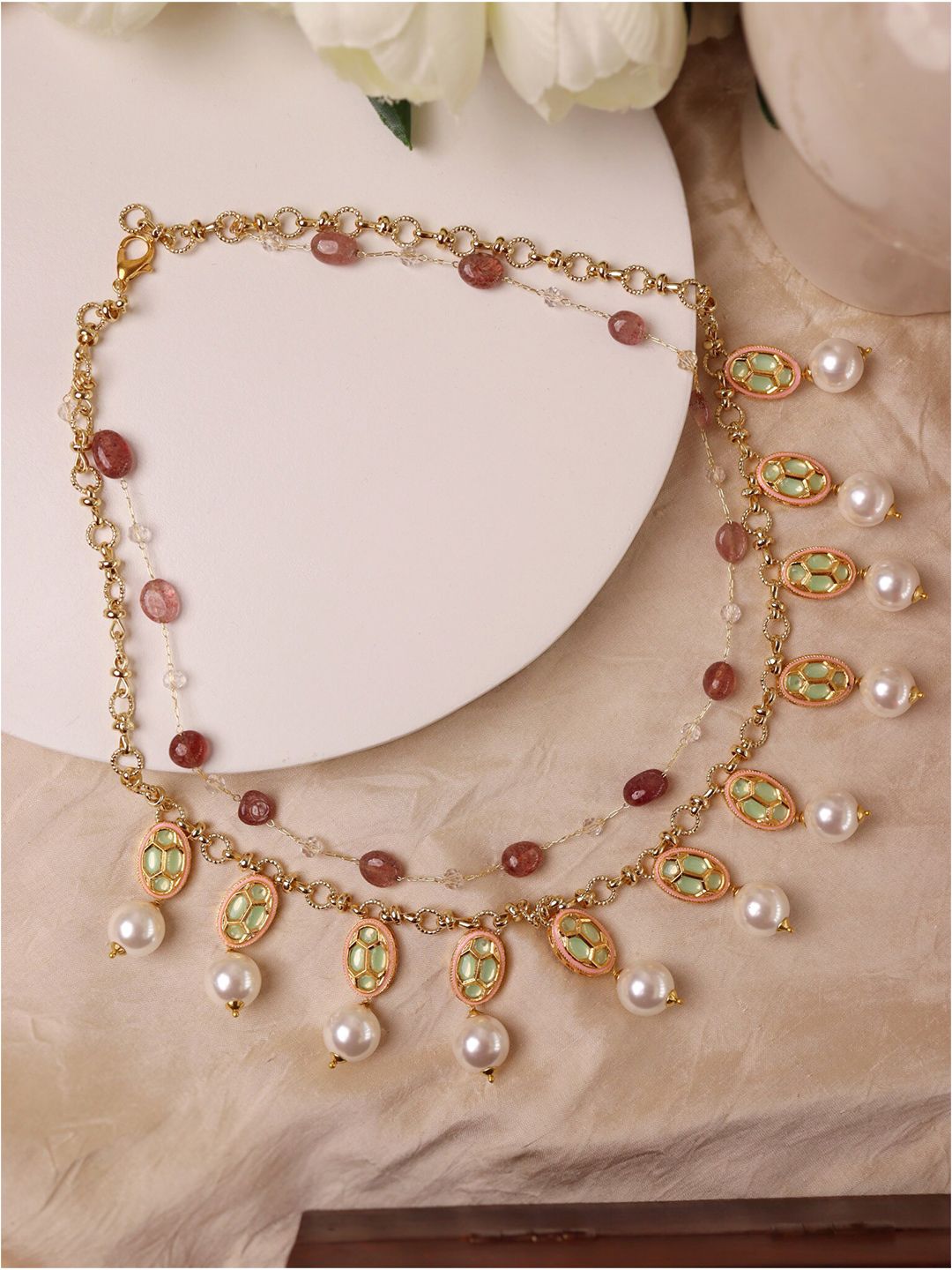 CURIO COTTAGE Gold-Toned & White Gold-Plated Necklace Price in India