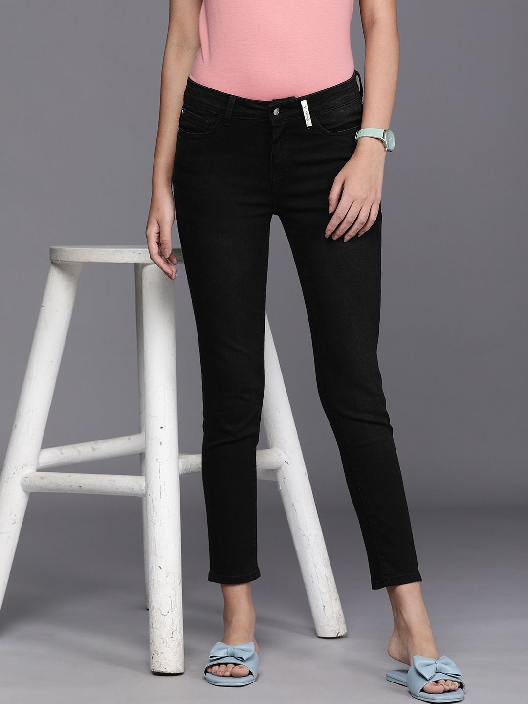 Allen Solly Woman Women Black Kelly Skinny Fit Light Fade Stretchable Jeans Price in India