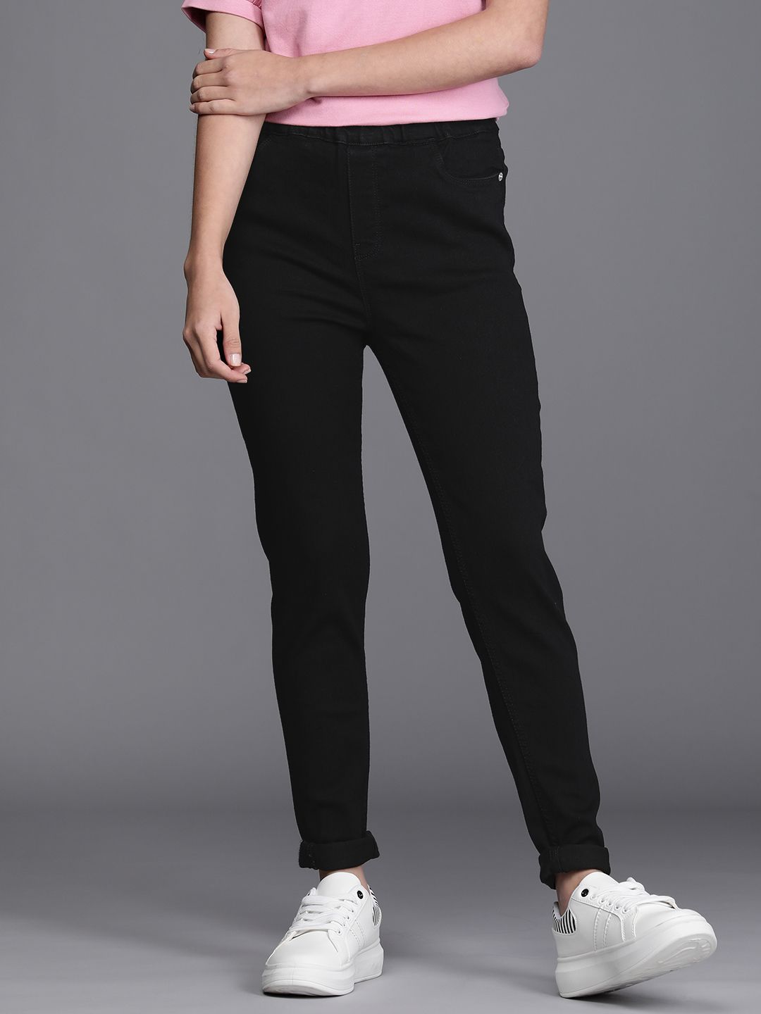 Allen Solly Woman Women Black Skinny Fit High-Rise Stretchable Jeans Price in India