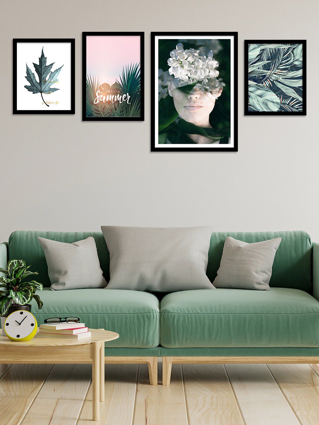 Art Street Set of 4 Endless Summer Leaves Print Wall Art Price in India