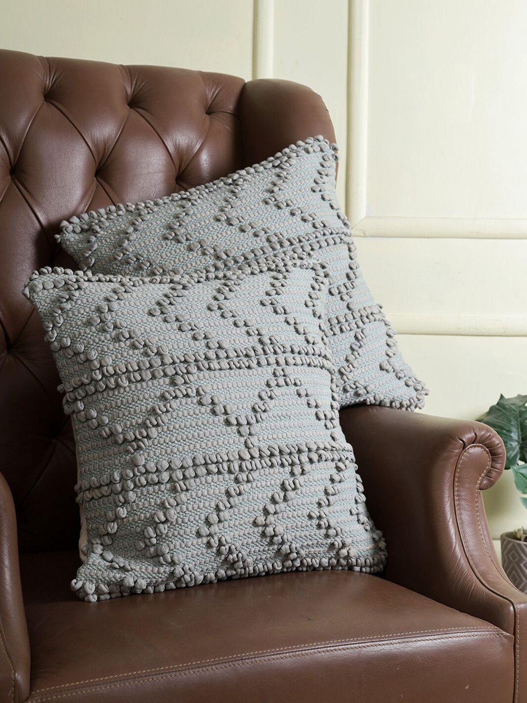 eyda Grey Set of 2 Square Cushion Covers Price in India