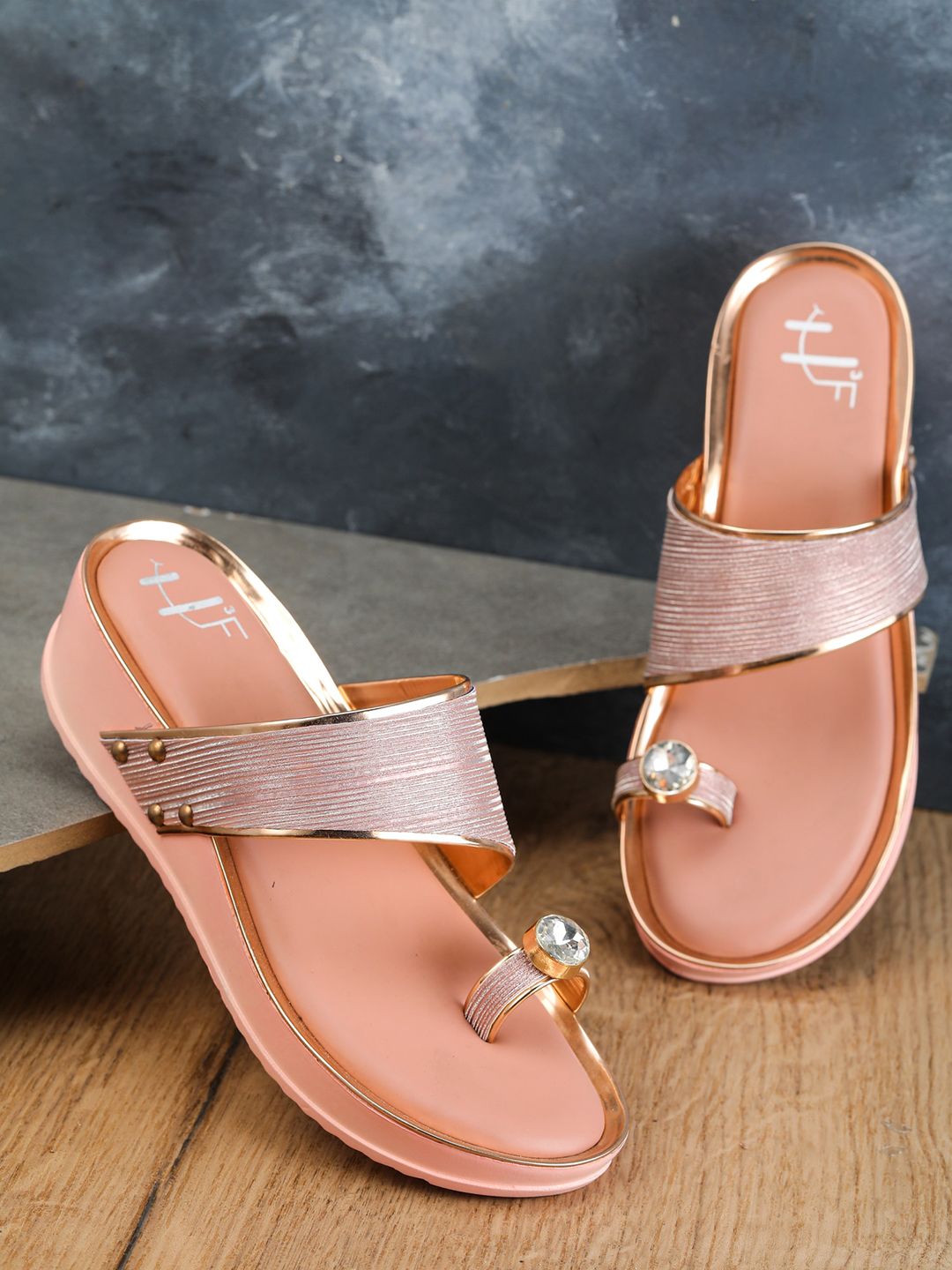 H3F Pink Textured Party Wedges with Embellished Detail Price in India