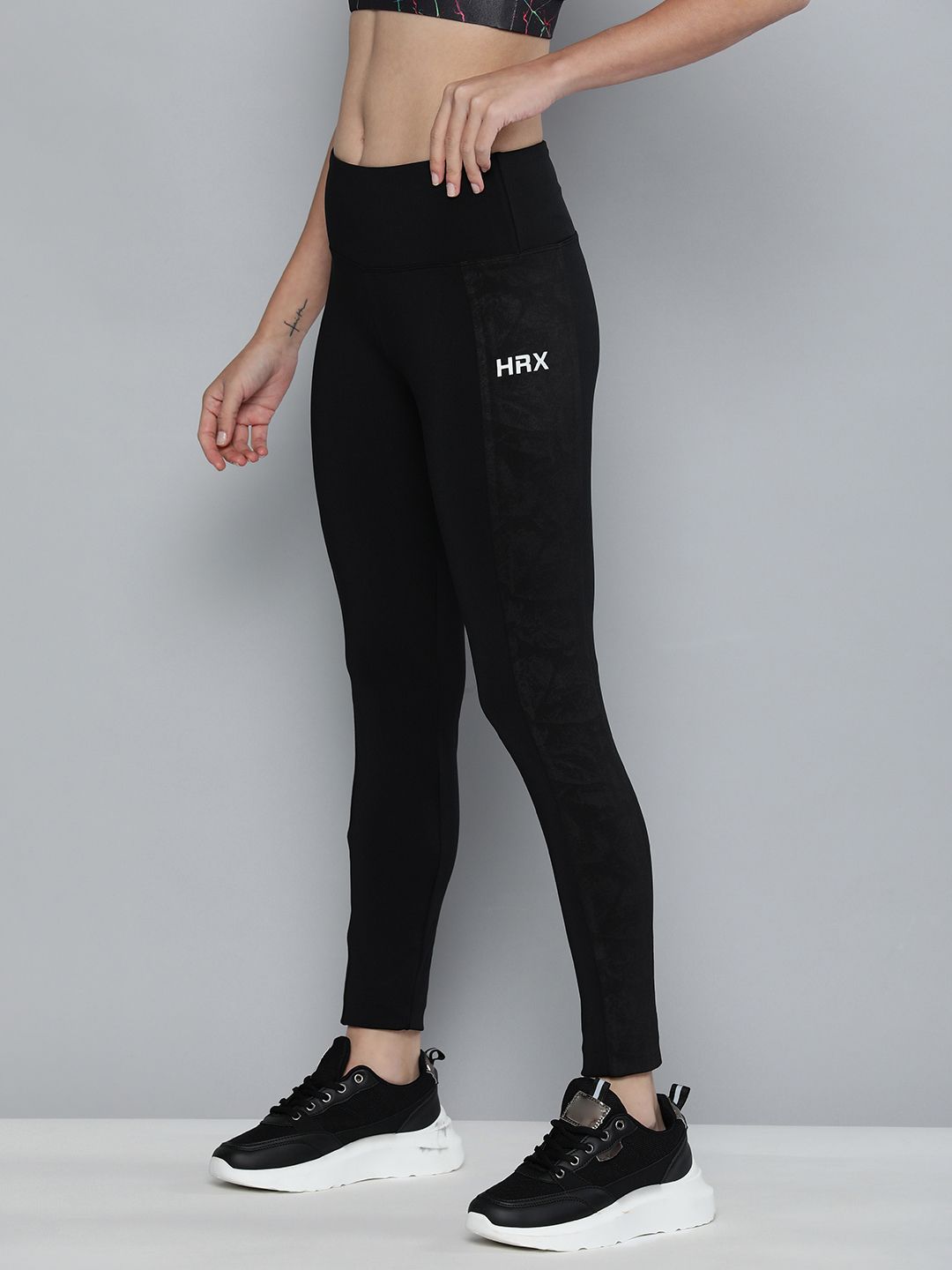 HRX By Hrithik Roshan Women Black Solid Skinny Fit Training Rapid-Dry Tights Price in India