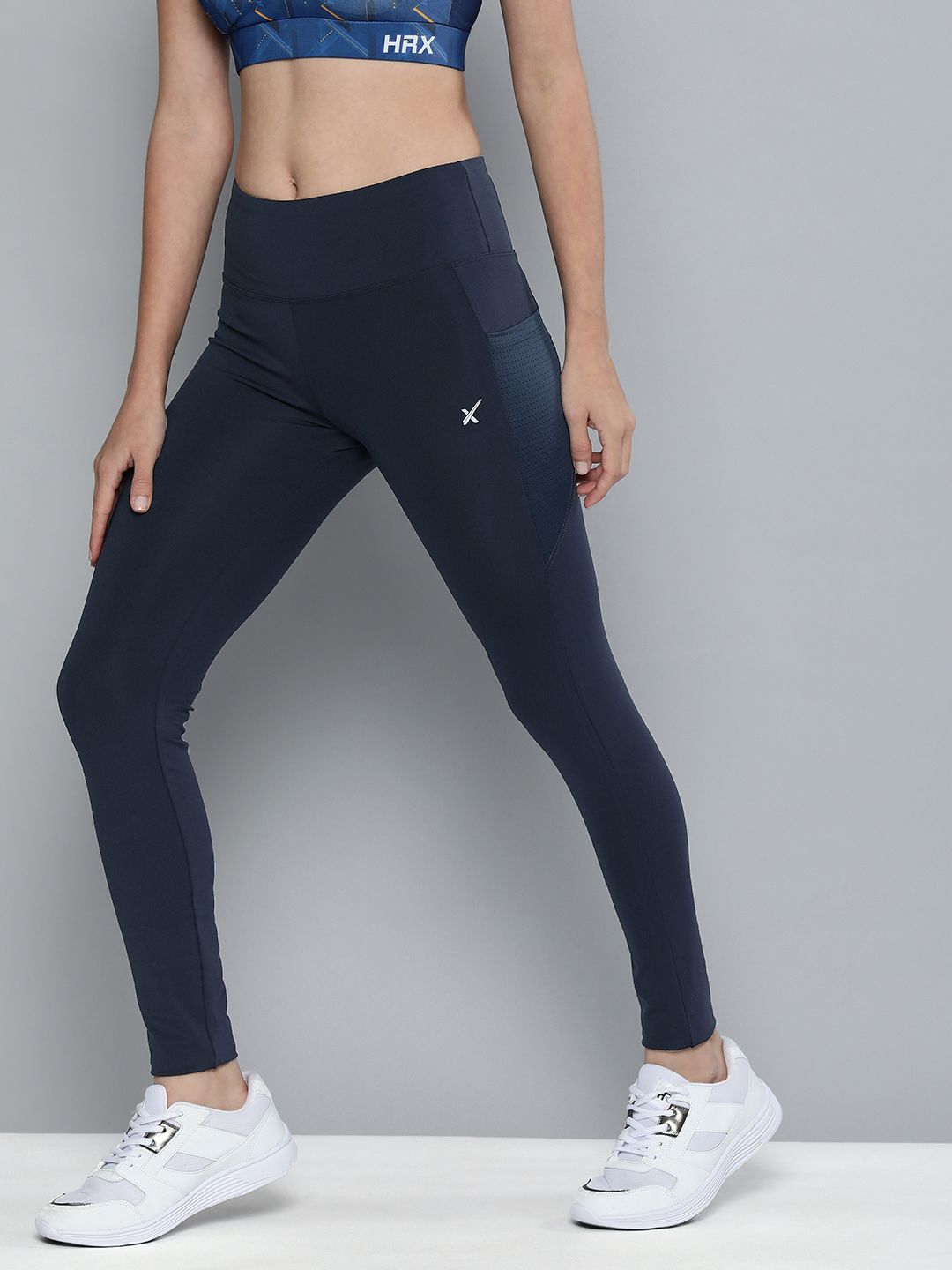 HRX By Hrithik Roshan Women Navy Blue Running Rapid-Dry Technology Tights Price in India