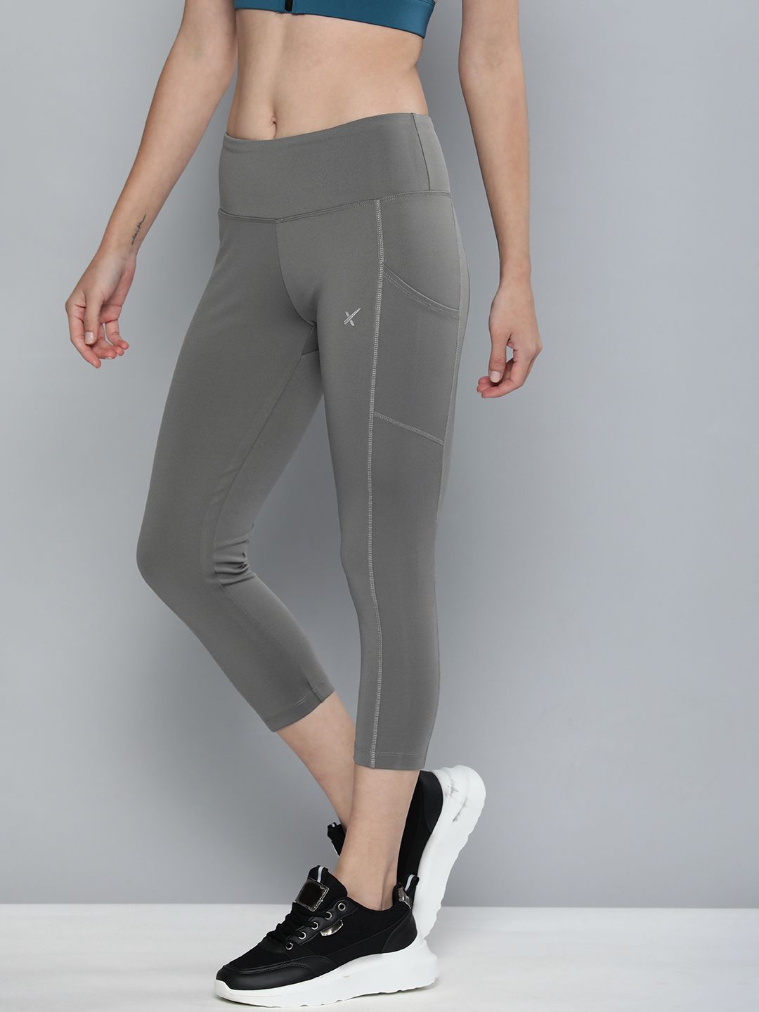 HRX By Hrithik Roshan Women Yoga Grey Rapid-Dry Tights Price in India