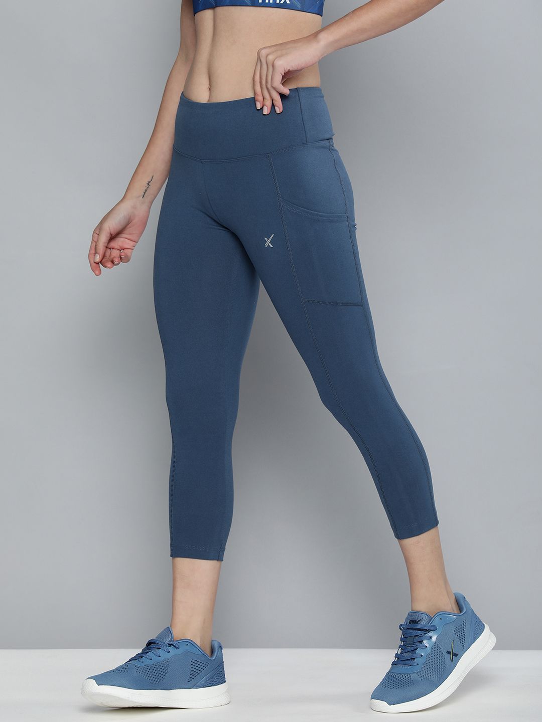 HRX By Hrithik Roshan Women Blue Rapid-Dry Yoga Tights Price in India