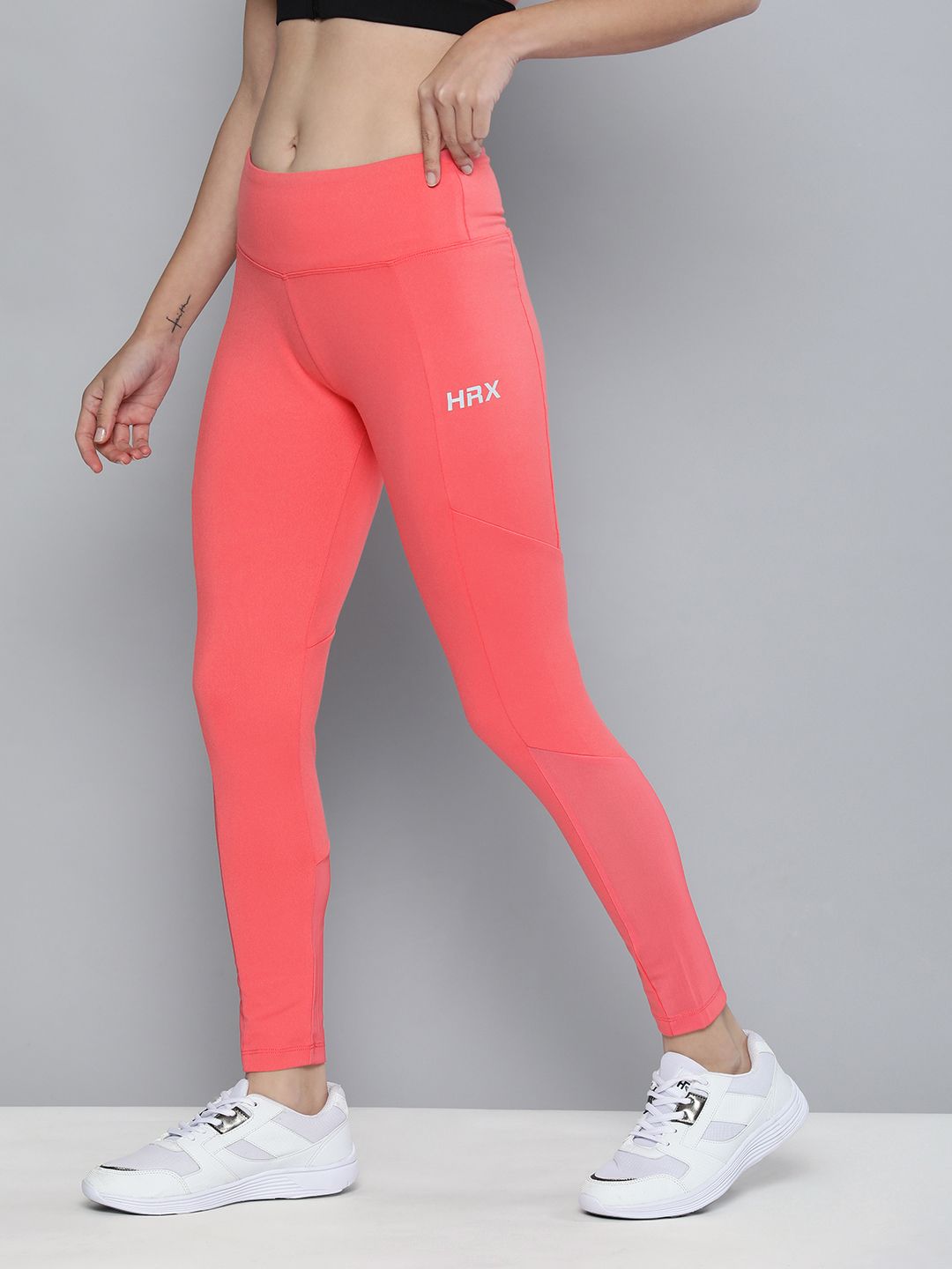 HRX By Hrithik Roshan Women Coral Pink Running Dark Rapid-Dry Technology Tights Price in India