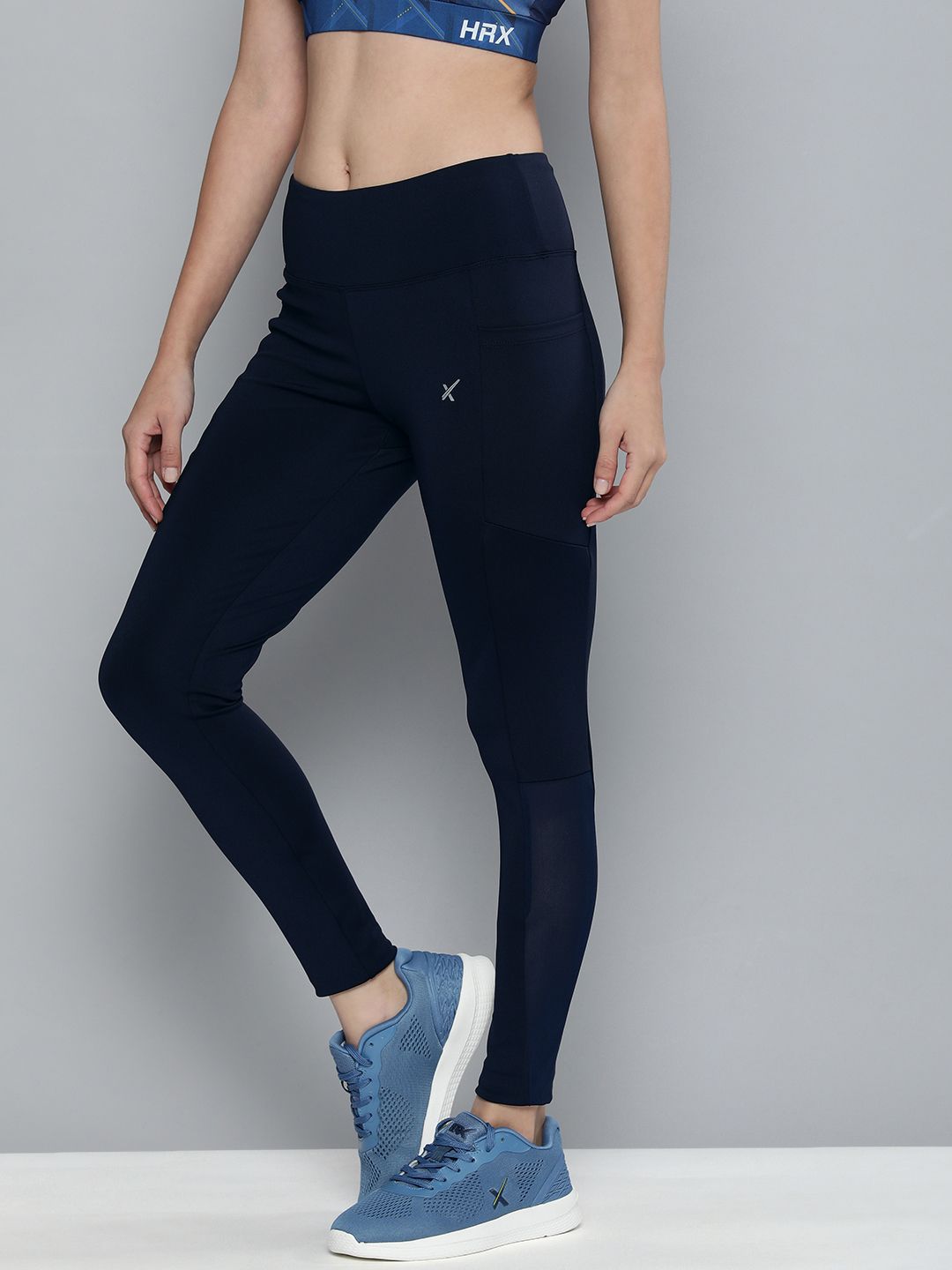 HRX By Hrithik Roshan Women Navy Blue Rapid-Dry Running Tights Price in India