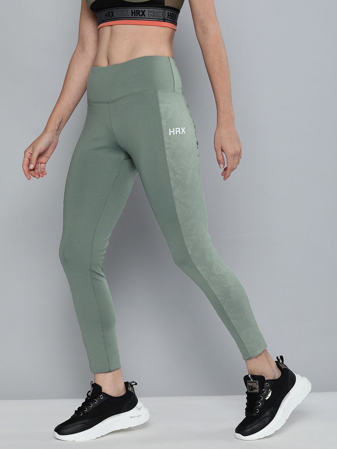 HRX by Hrithik Roshan Women Training Sage Green Rapid-Dry Training Tights Price in India