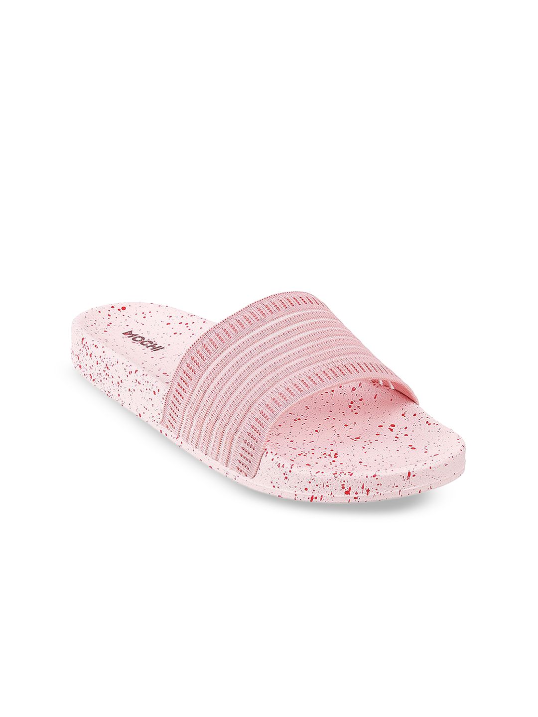 Mochi Women Pink Striped Open Toe Flats Price in India