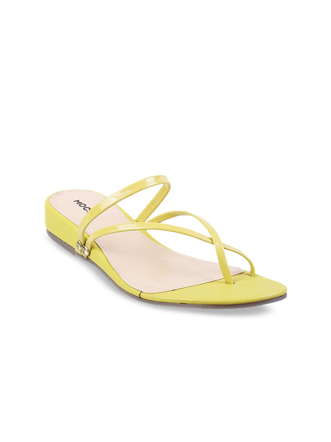 Mochi Yellow Embellished Wedge Sandals Price in India