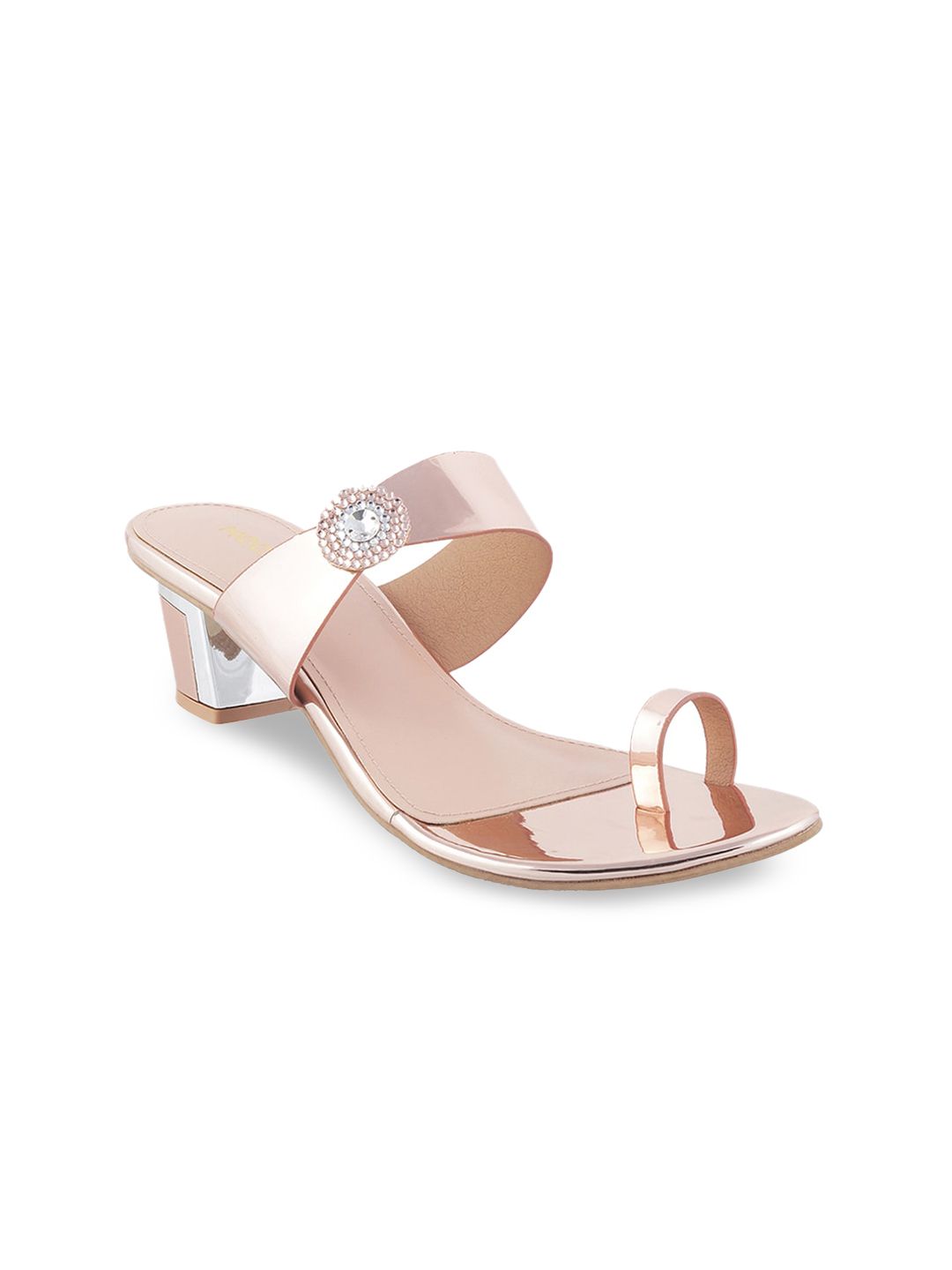 Mochi Tan Embellished Block Sandals Price in India