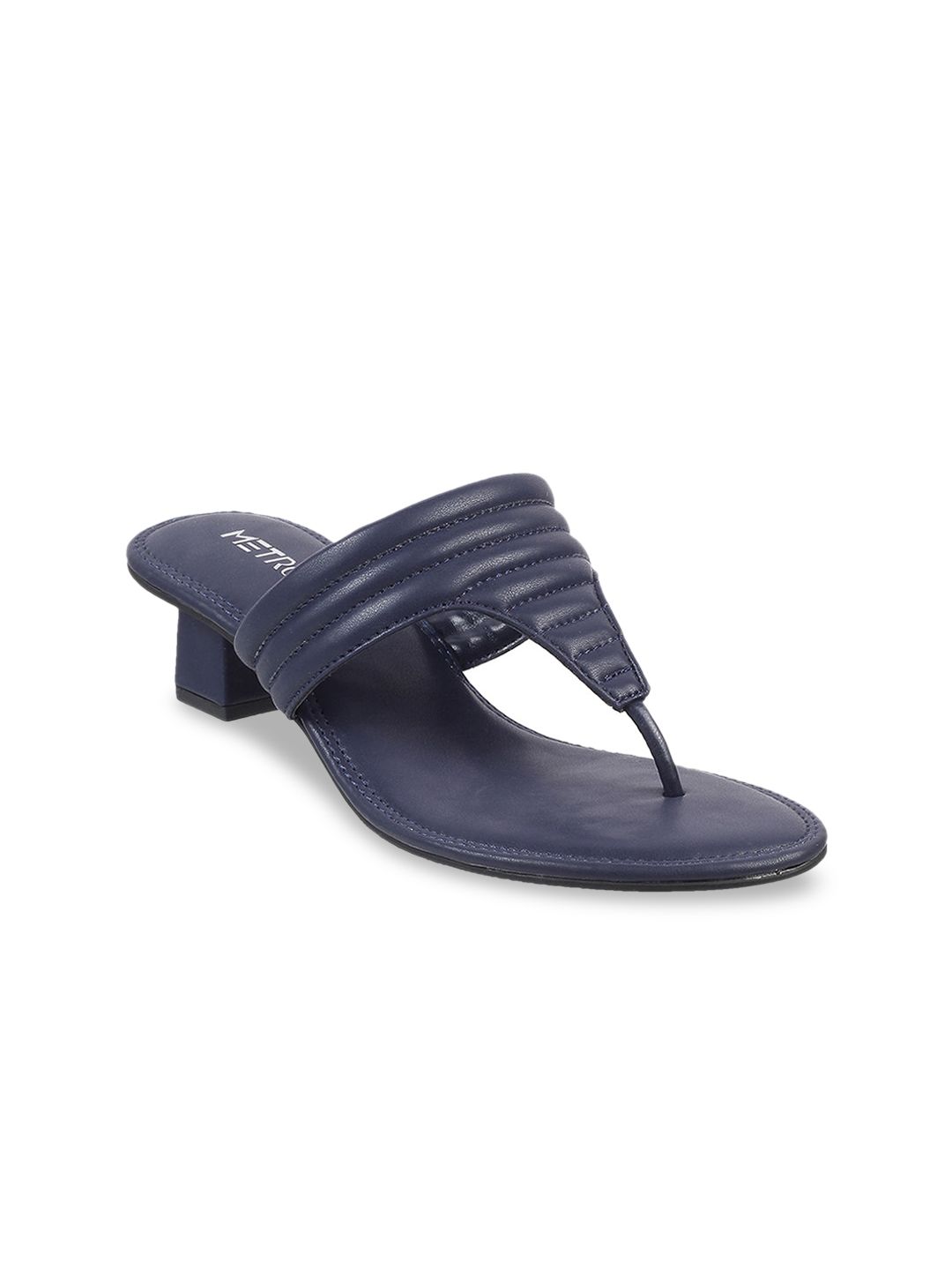 Metro Blue Striped Block Sandals Price in India