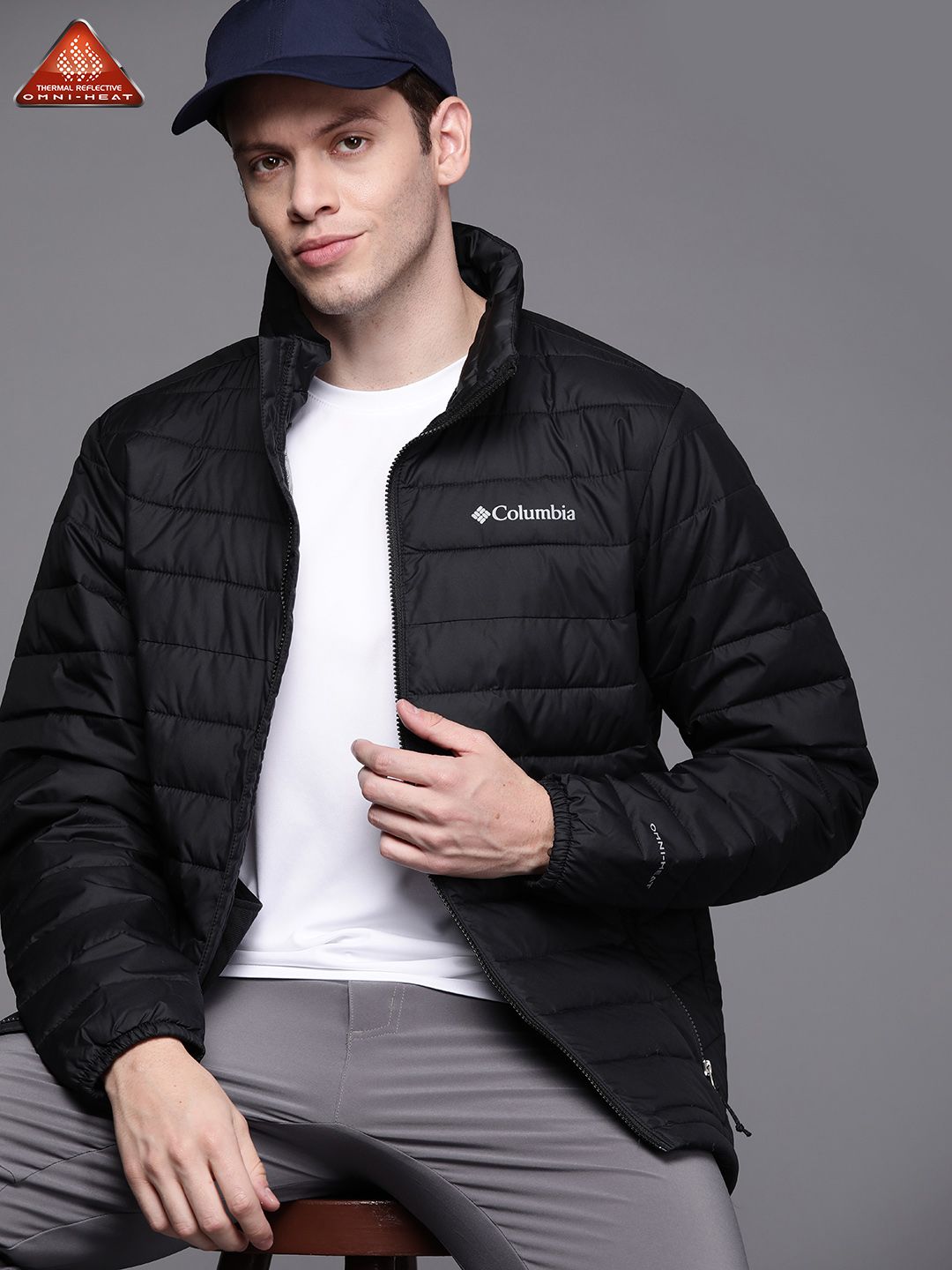 Buy Columbia Men Black Solid Omni-Heat Insulator Powder Lite