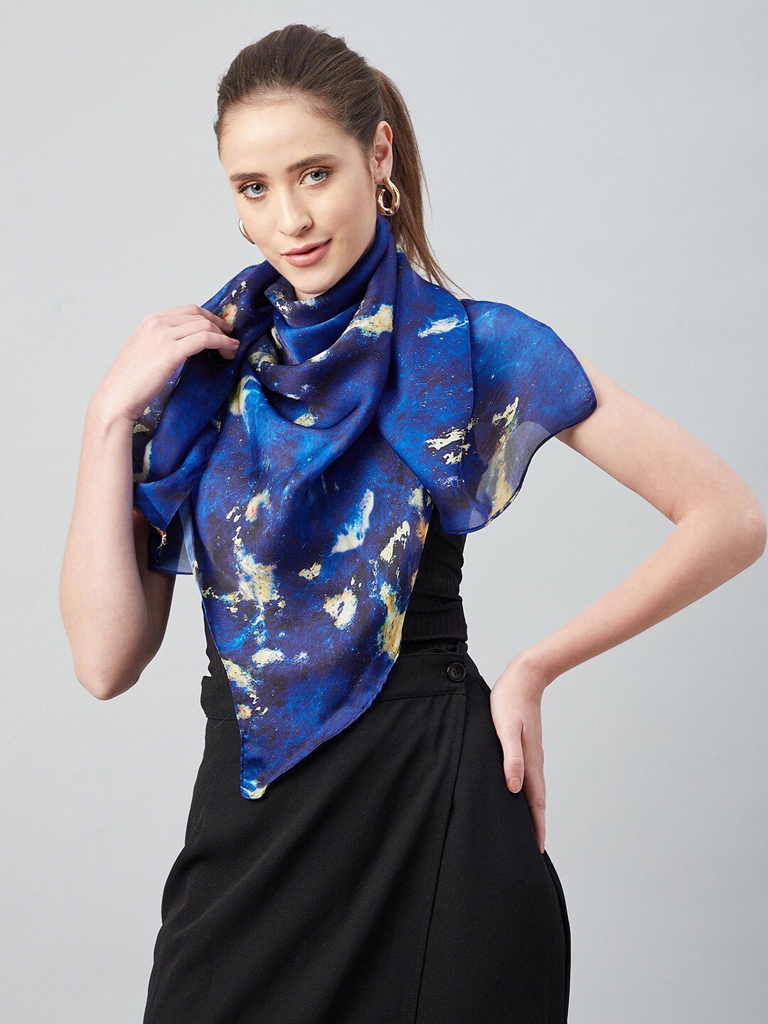 Athena Women Blue & White Printed Scarf Price in India