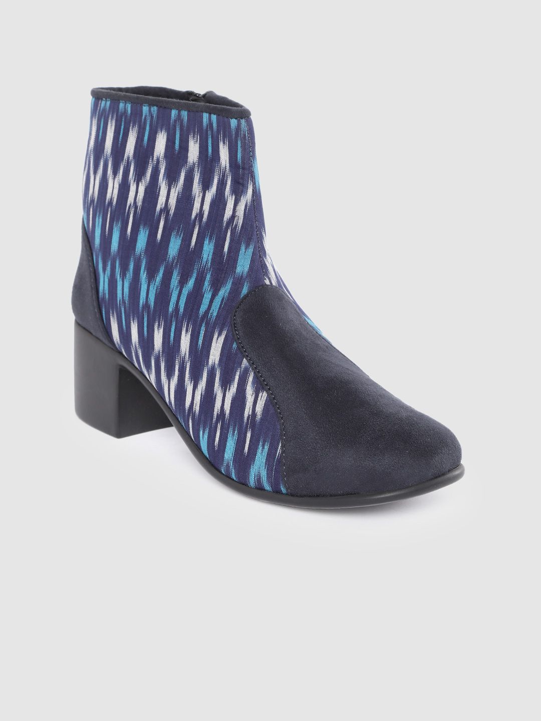 Ekta Women Blue & Black Ikat Printed Boots Price in India