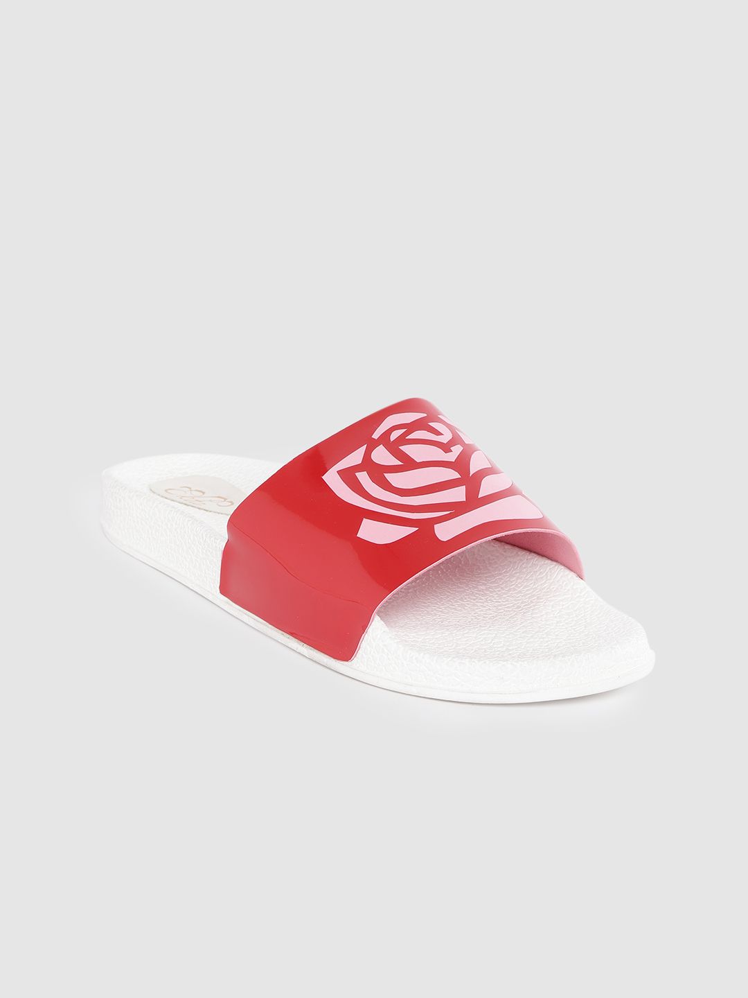 Ekta Women Red & White Printed Sliders Price in India