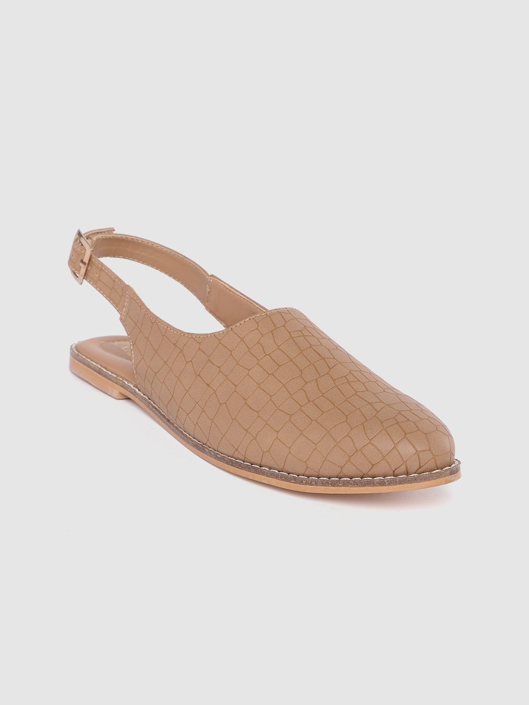 Ekta Women Brown Textured Mules Price in India