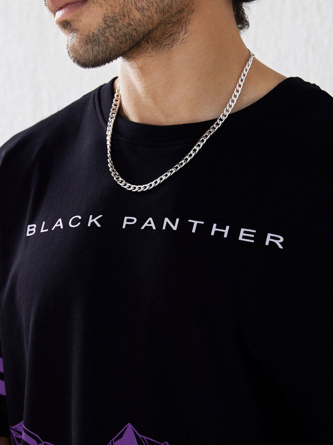 Camicetta Bambino Marvel Black Panther: Maglietta In Cotone Con Sagoma Di Pantera Nera, Nero, Taglie 2-7 Anni - 2