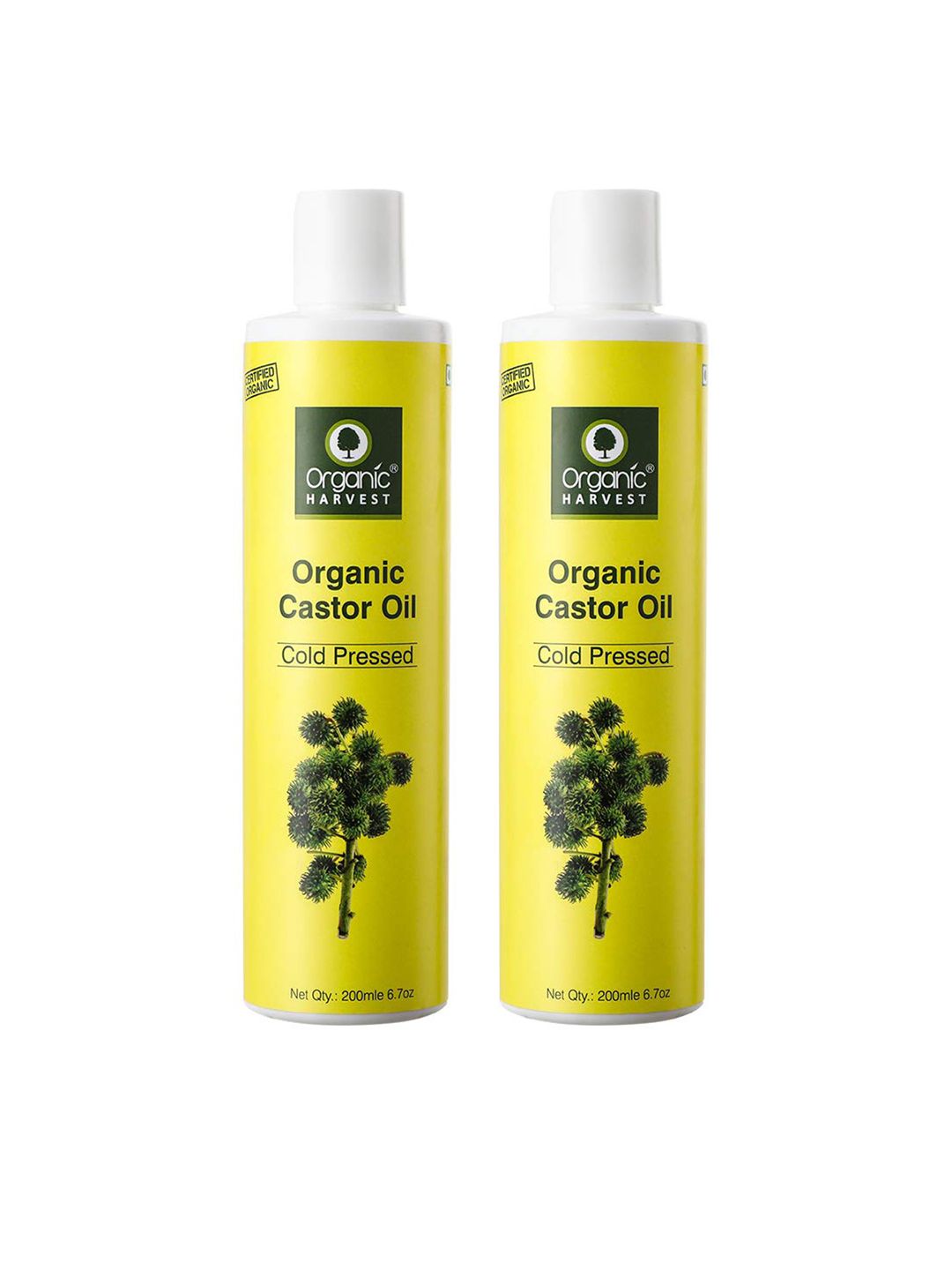 Organic Harvest Set of 2 Premium Cold Pressed Castor Oil For Hair Fall Control 400 ml Price in India