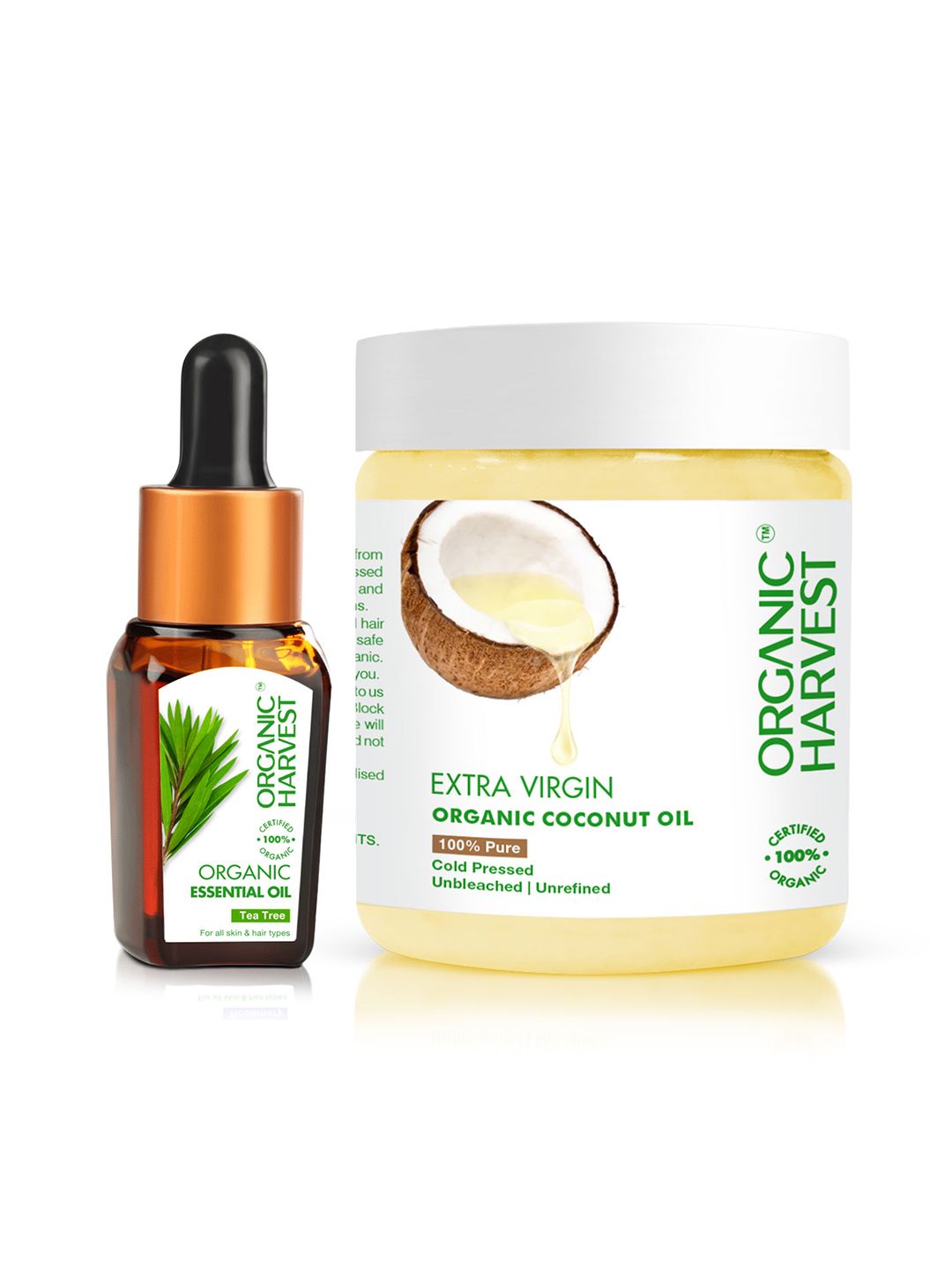 Organic Harvest Combo of Cold Pressed Coconut Oil 200ml & Tea Tree Essential Oil 10ml