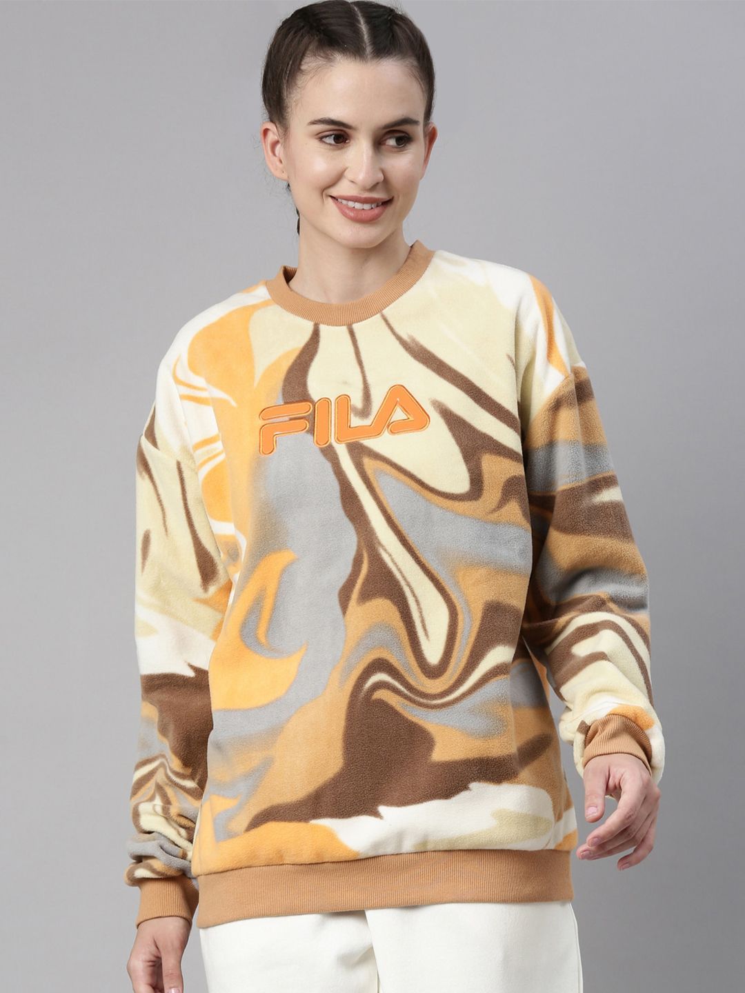 FILA Women Brown Printed Sweatshirt Price in India