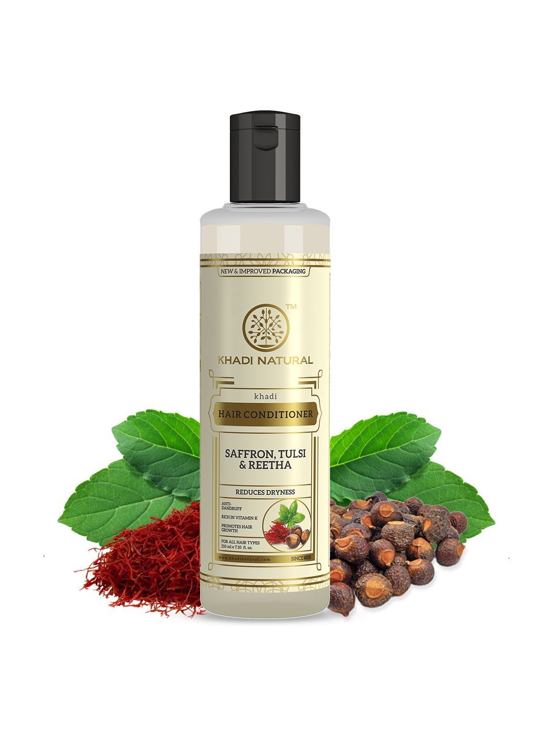 Khadi Natural Saffron Tulsi & Reetha Hair Conditioner - Anti-Dandruff - 210ml