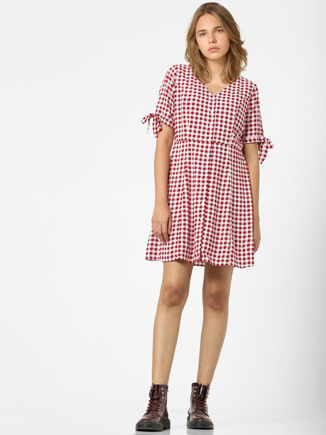 ONLY Red Checked Dress Price in India