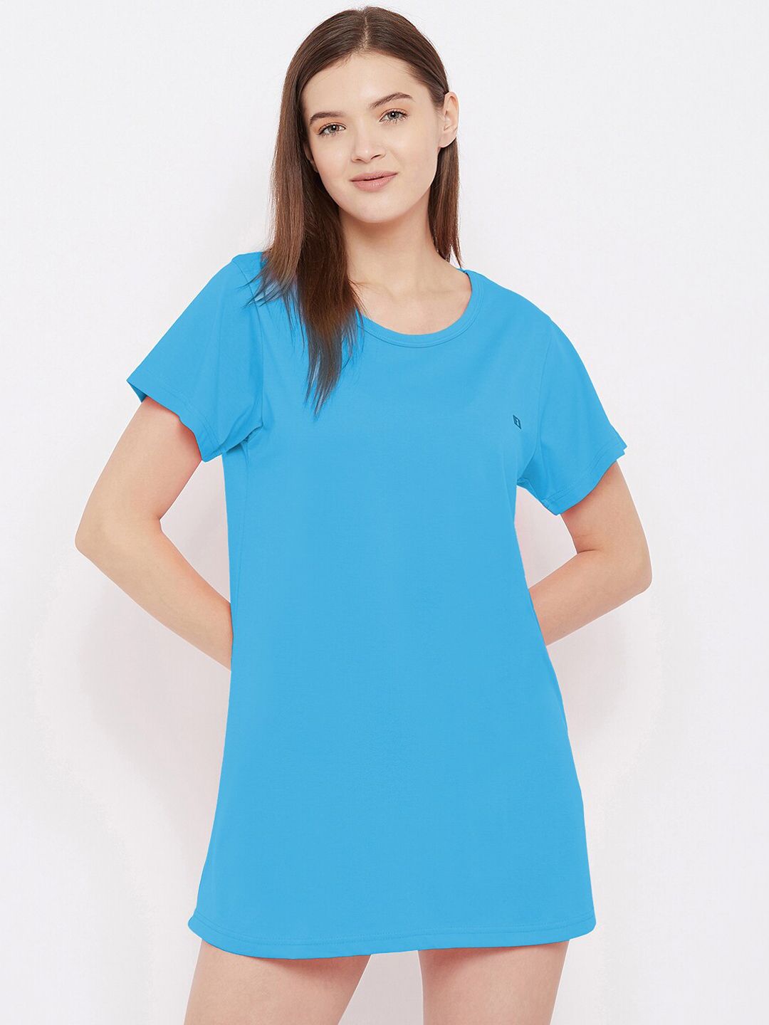 FRENCH FLEXIOUS Women Blue Solid Lounge Tshirt Price in India
