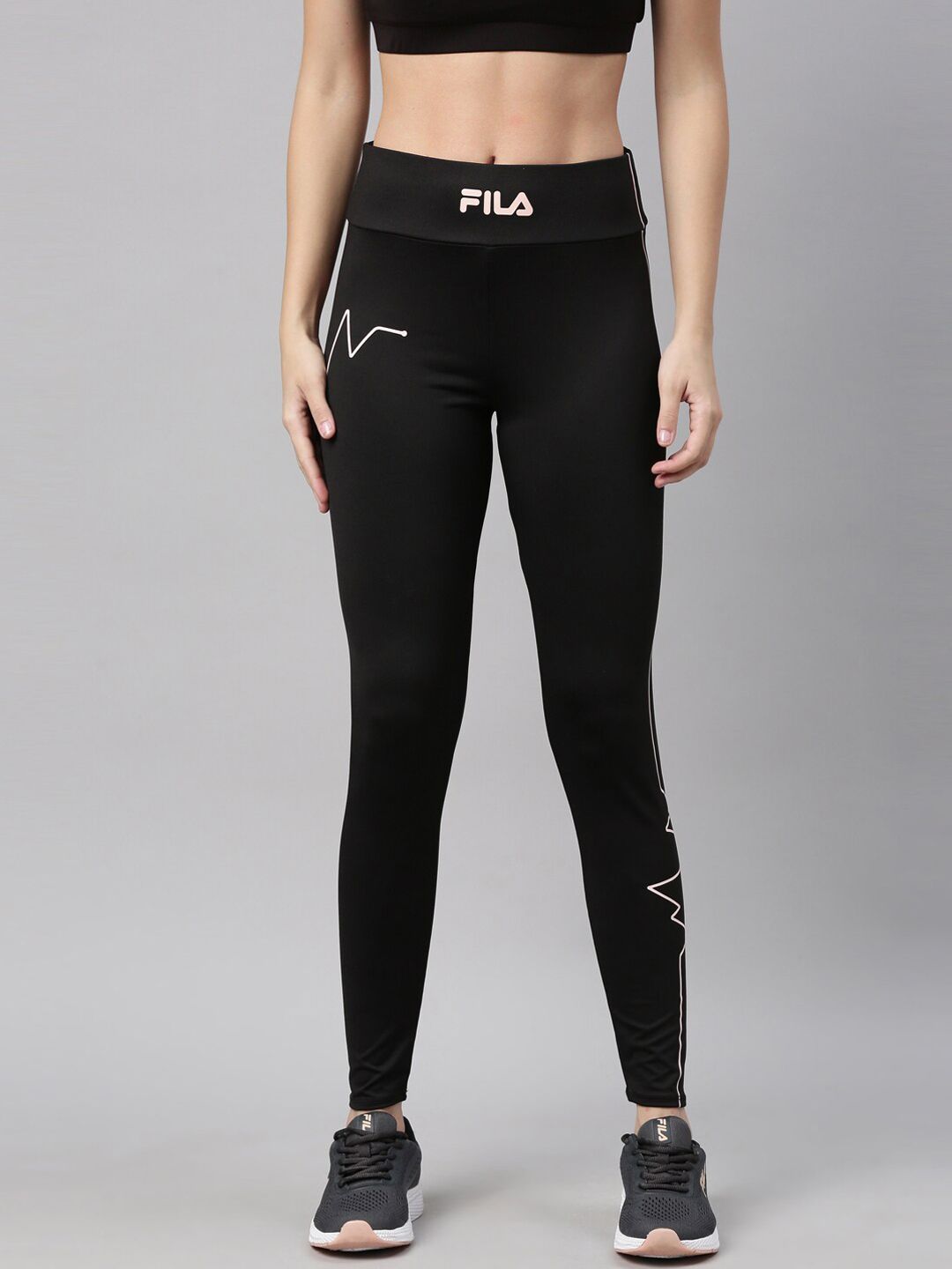 FILA Women Black Solid Tights Price in India