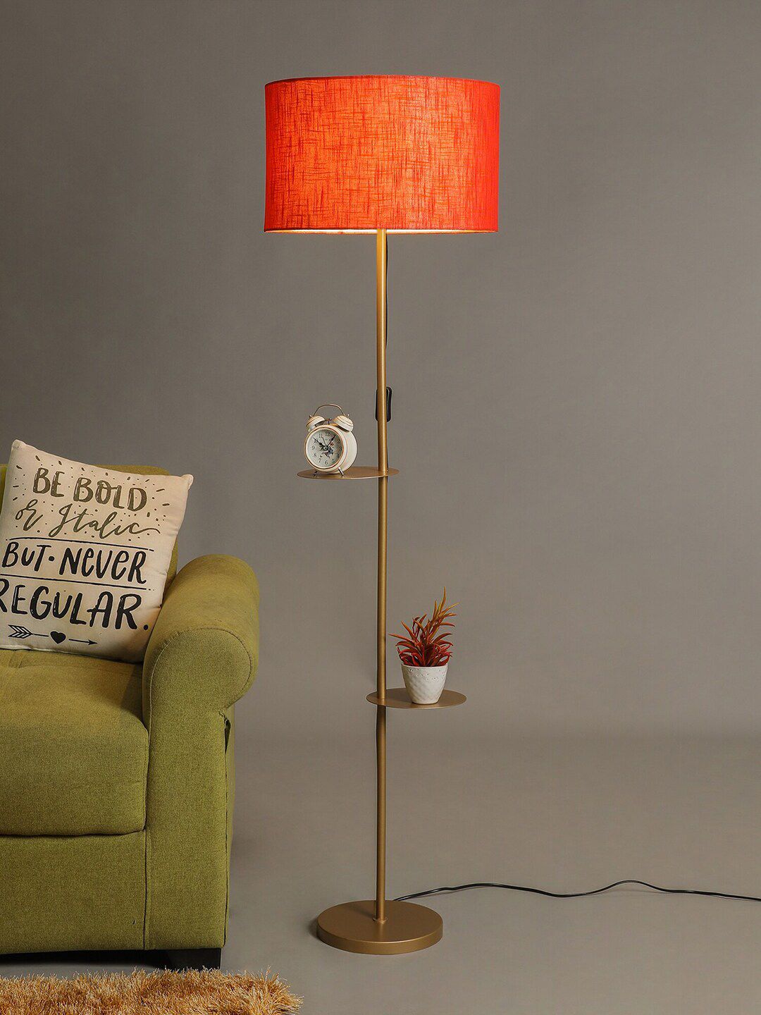 SANDED EDGE Gold-Toned Metal Floor Lamp Price in India