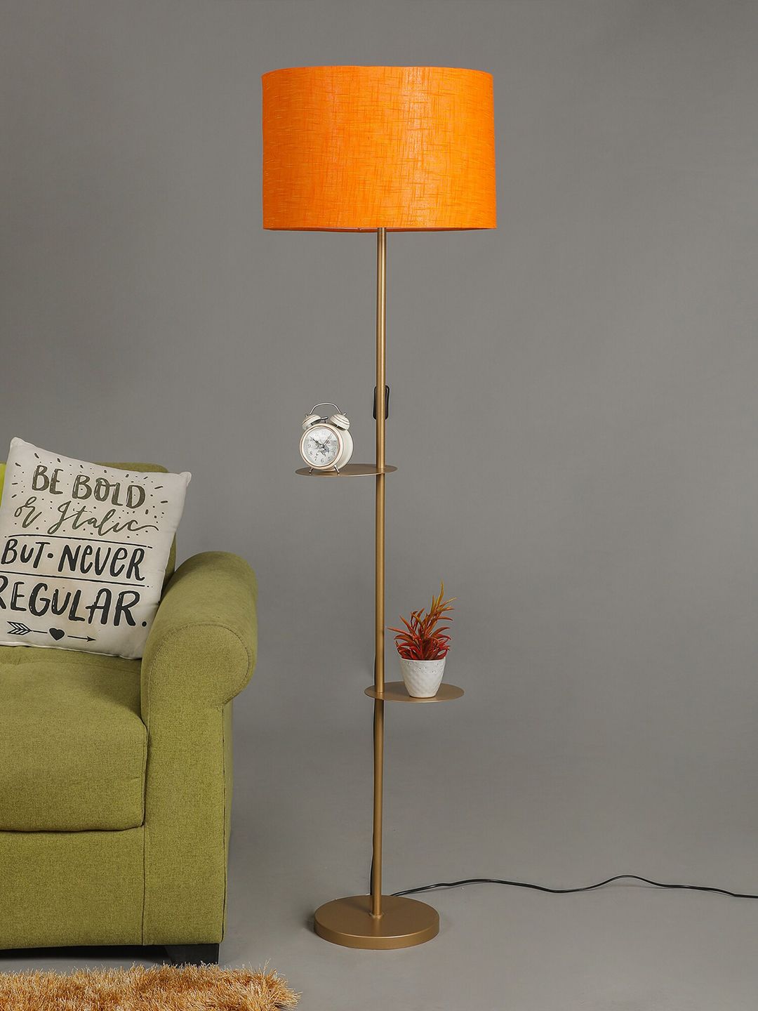 SANDED EDGE Orange 2-Tier Cylinder-Shaped Floor Lamp Price in India