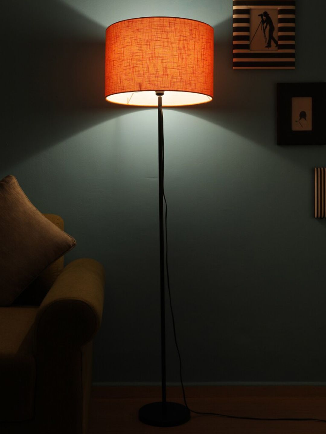 SANDED EDGE Orange & Black Traditional Floor Lamp Price in India