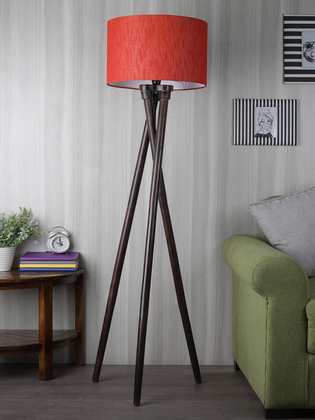 SANDED EDGE Red Metal Tripod Floor Lamp Price in India