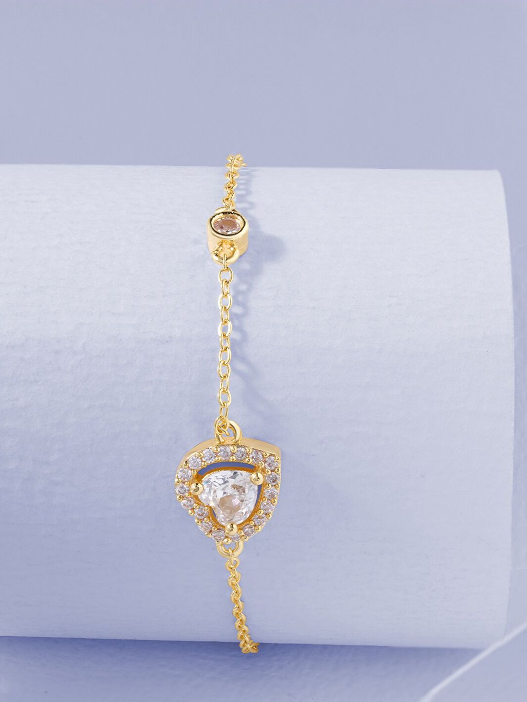 MINUTIAE Women Gold-Toned Brass Crystals Handcrafted Gold-Plated Link Bracelet Price in India