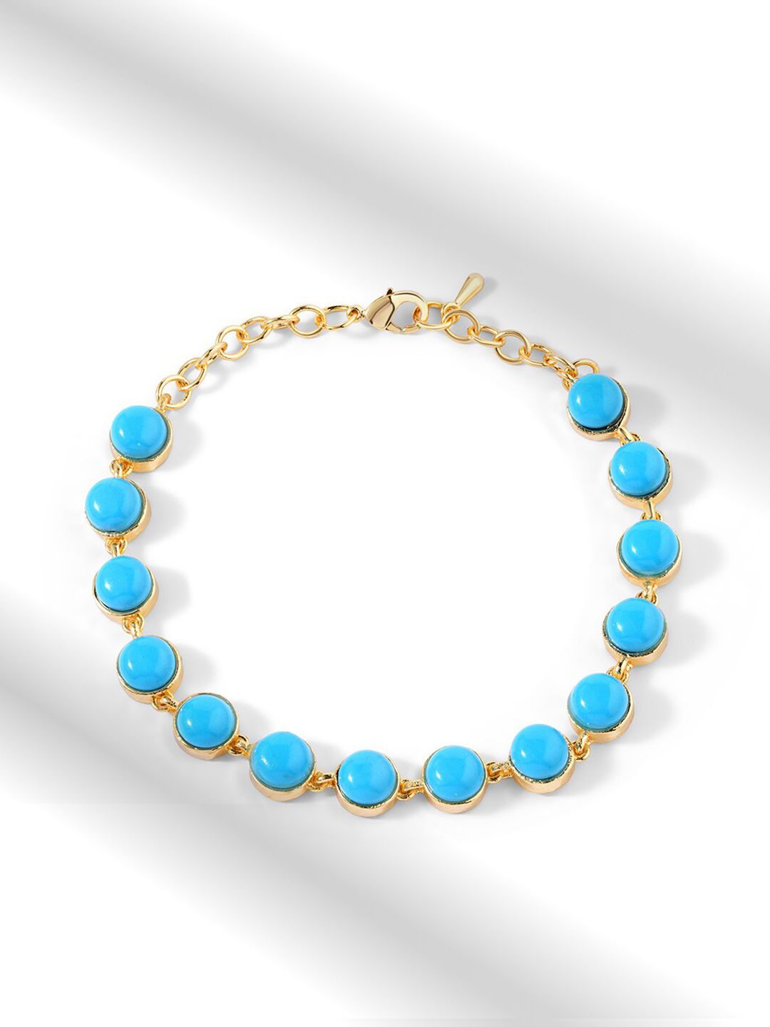 MINUTIAE Women Turquoise Blue Brass Gold-Plated Link Bracelet Price in India