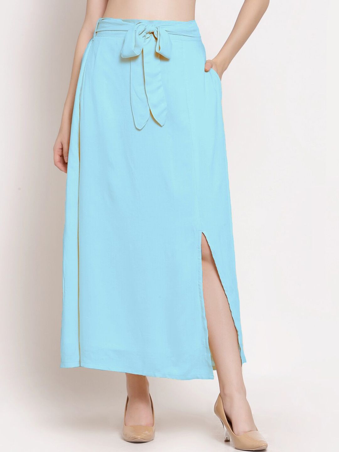PATRORNA Women Blue Solid Maxi Tulip Skirts
