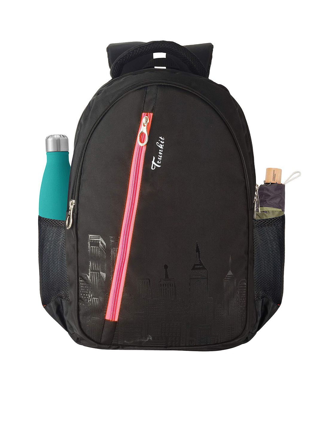 TRUNKIT Unisex Black & Pink Solid Backpack Price in India