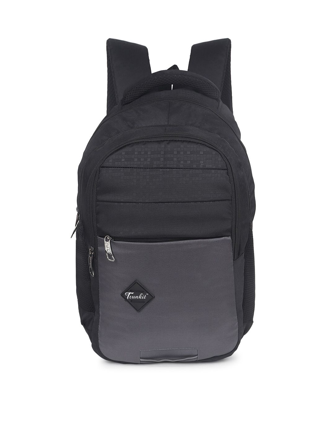 TRUNKIT Unisex Black & Grey Laptop Backpack With Rain Cover Price in India