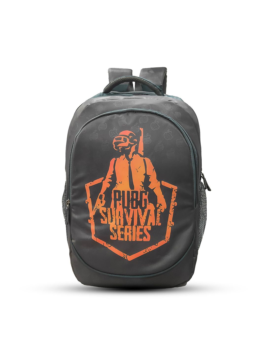 TRUNKIT Unisex Grey & Orange Graphic Printed Waterproof Backpack With Rain Cover Price in India