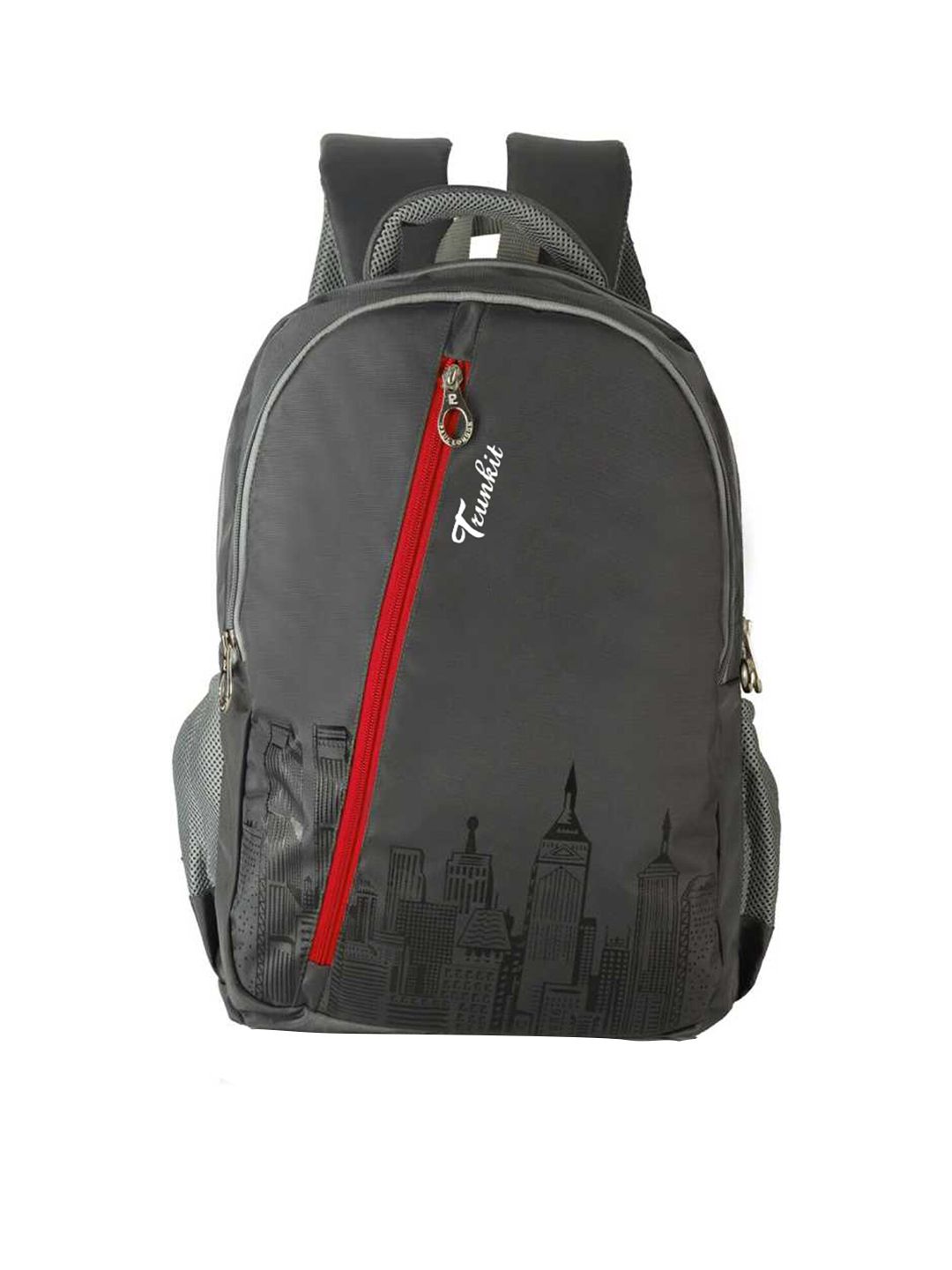 TRUNKIT Unisex Grey & Red Backpack Price in India