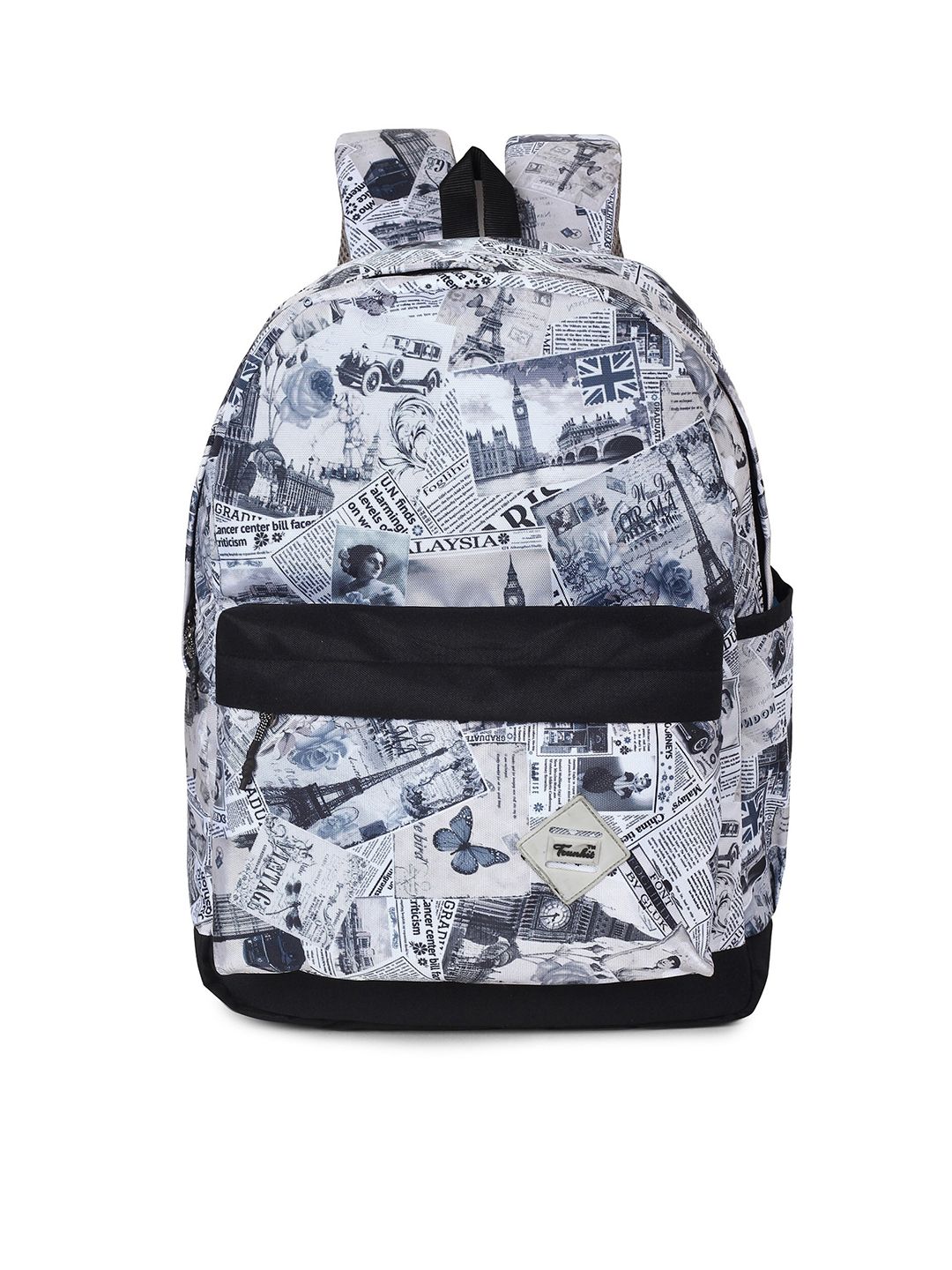 TRUNKIT Unisex Grey & Black Graphic Backpack Price in India