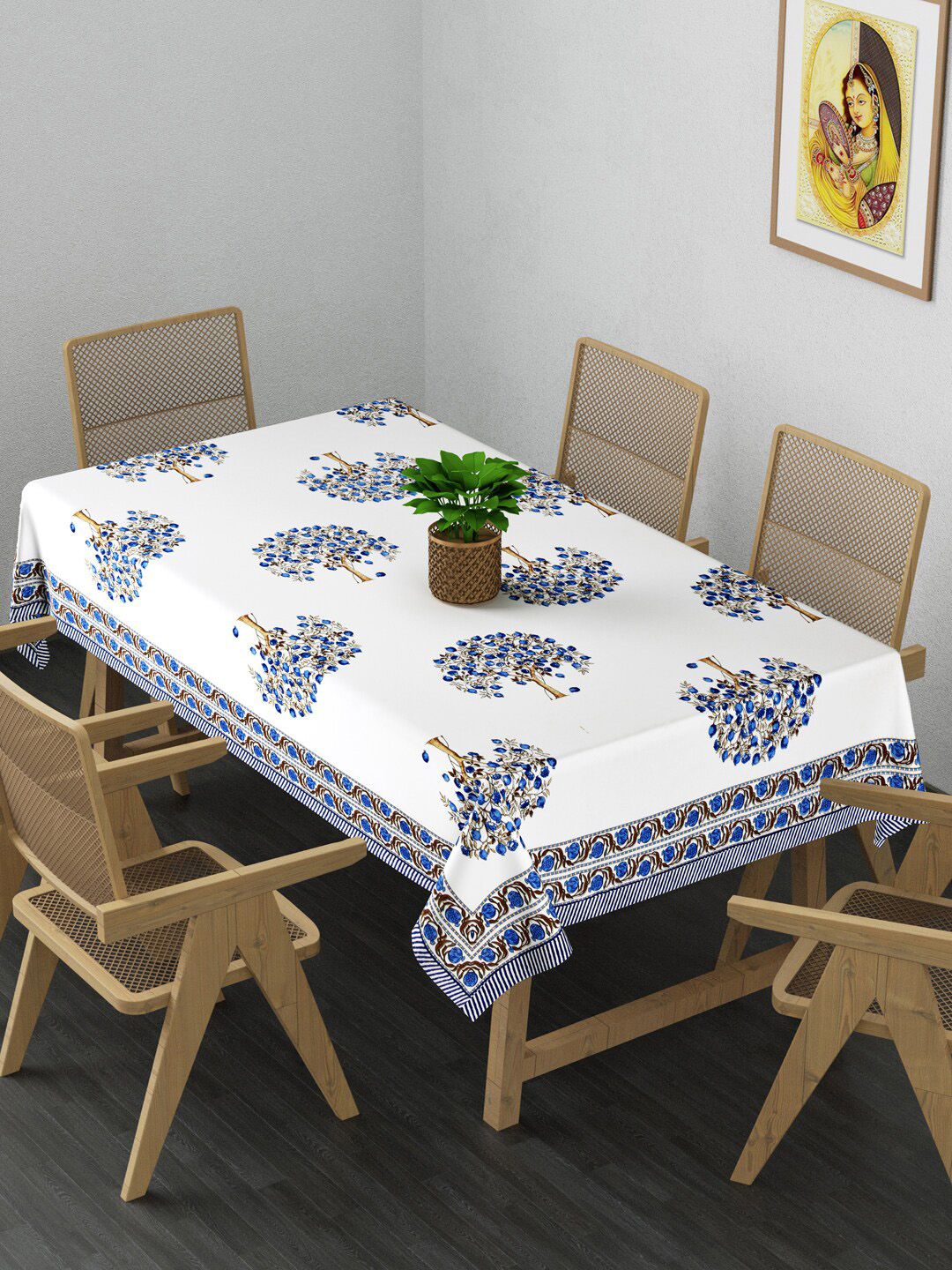 Gulaab Jaipur Blue & White Printed Rectangle Table Covers Price in India