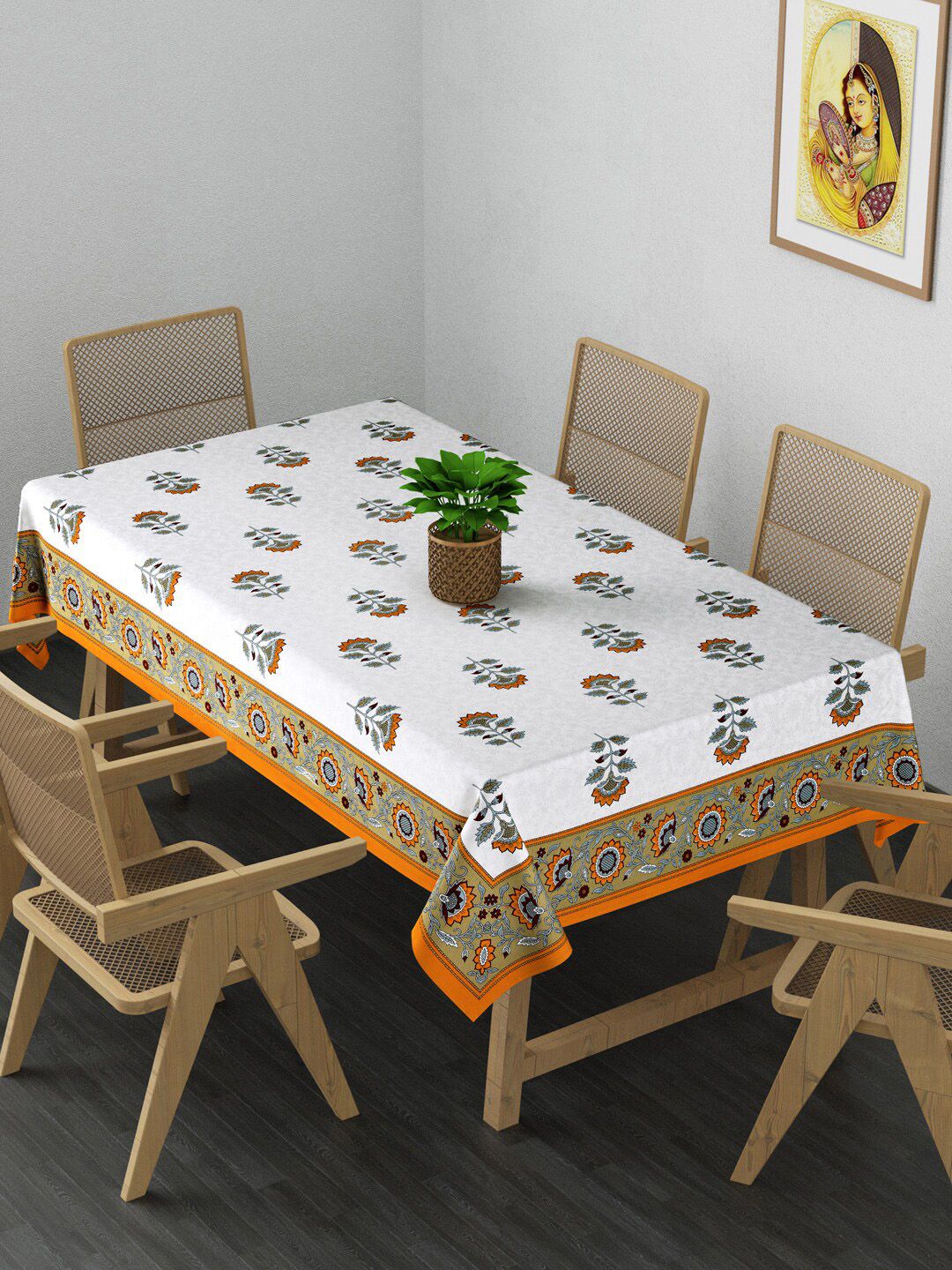 Gulaab Jaipur Yellow & Red Floral Table Cover Price in India