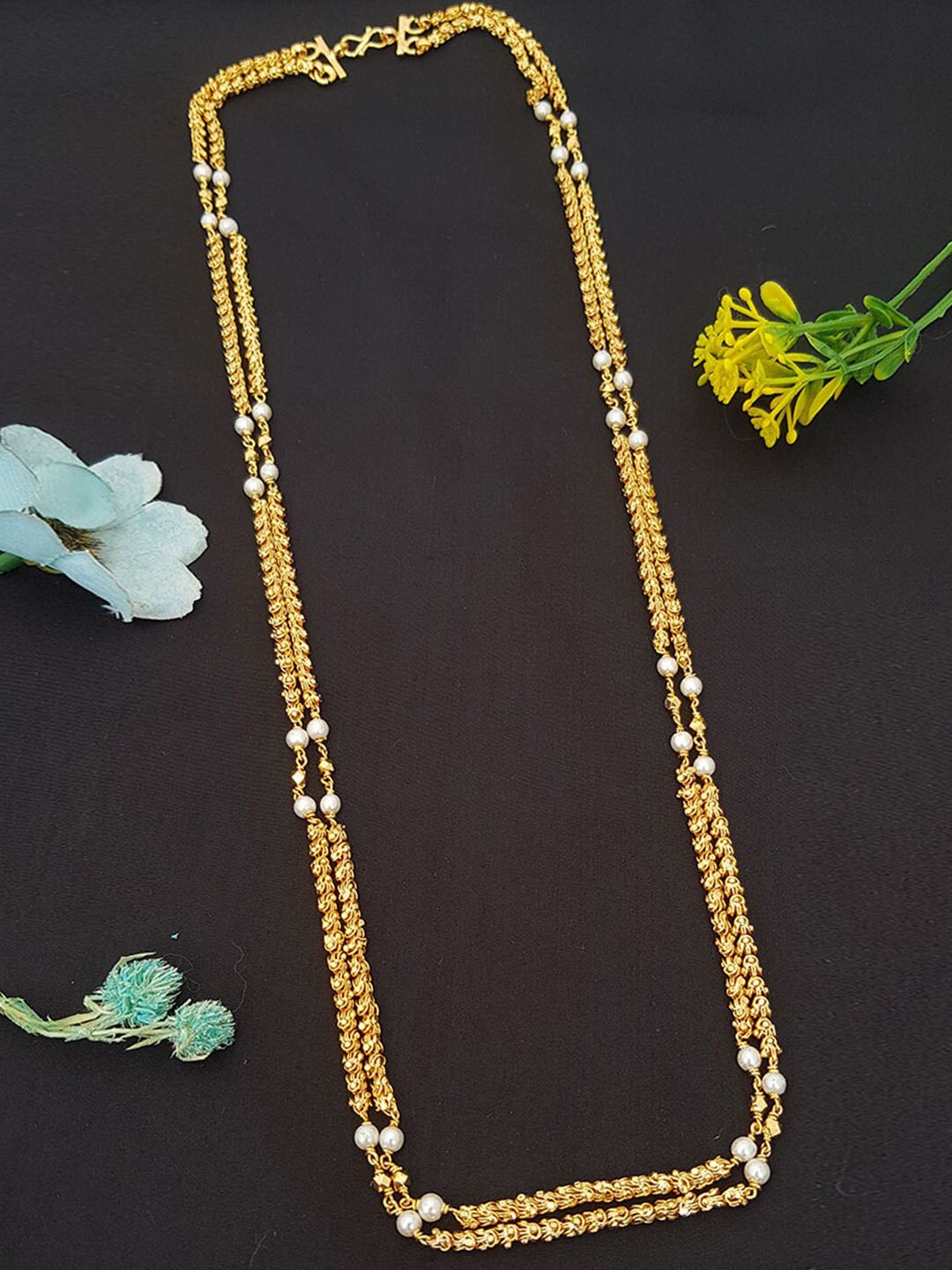 GRIIHAM Gold-Plated & White Brass Layered Chain Price in India