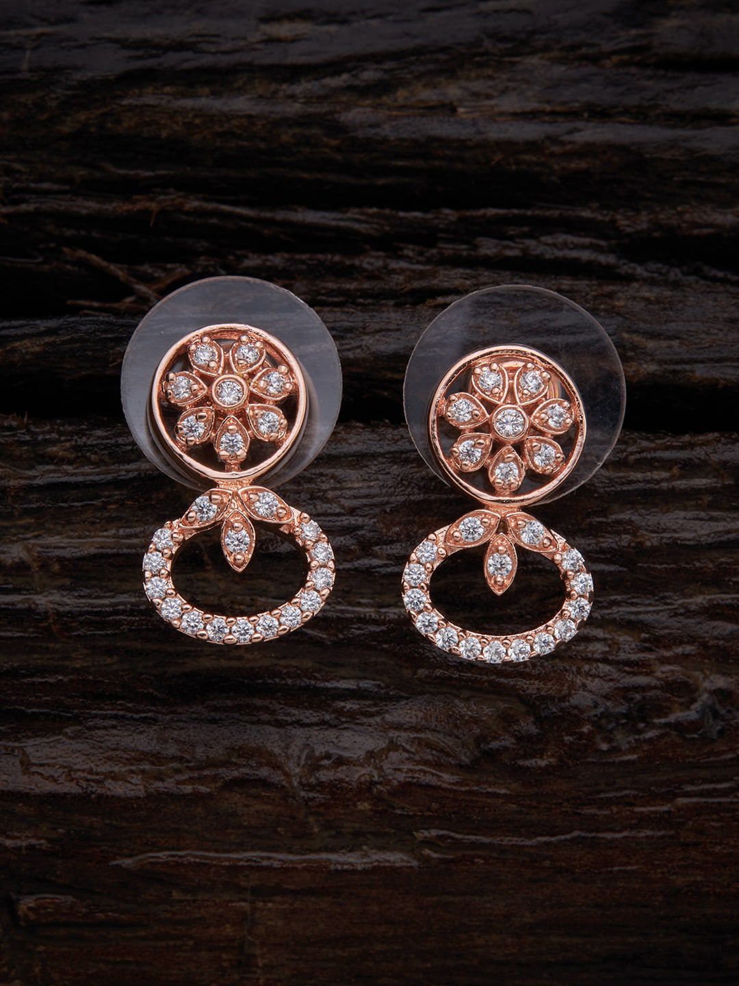 Kushal's Fashion Jewellery White Rose Gold-Plated Floral Studs Earrings Price in India